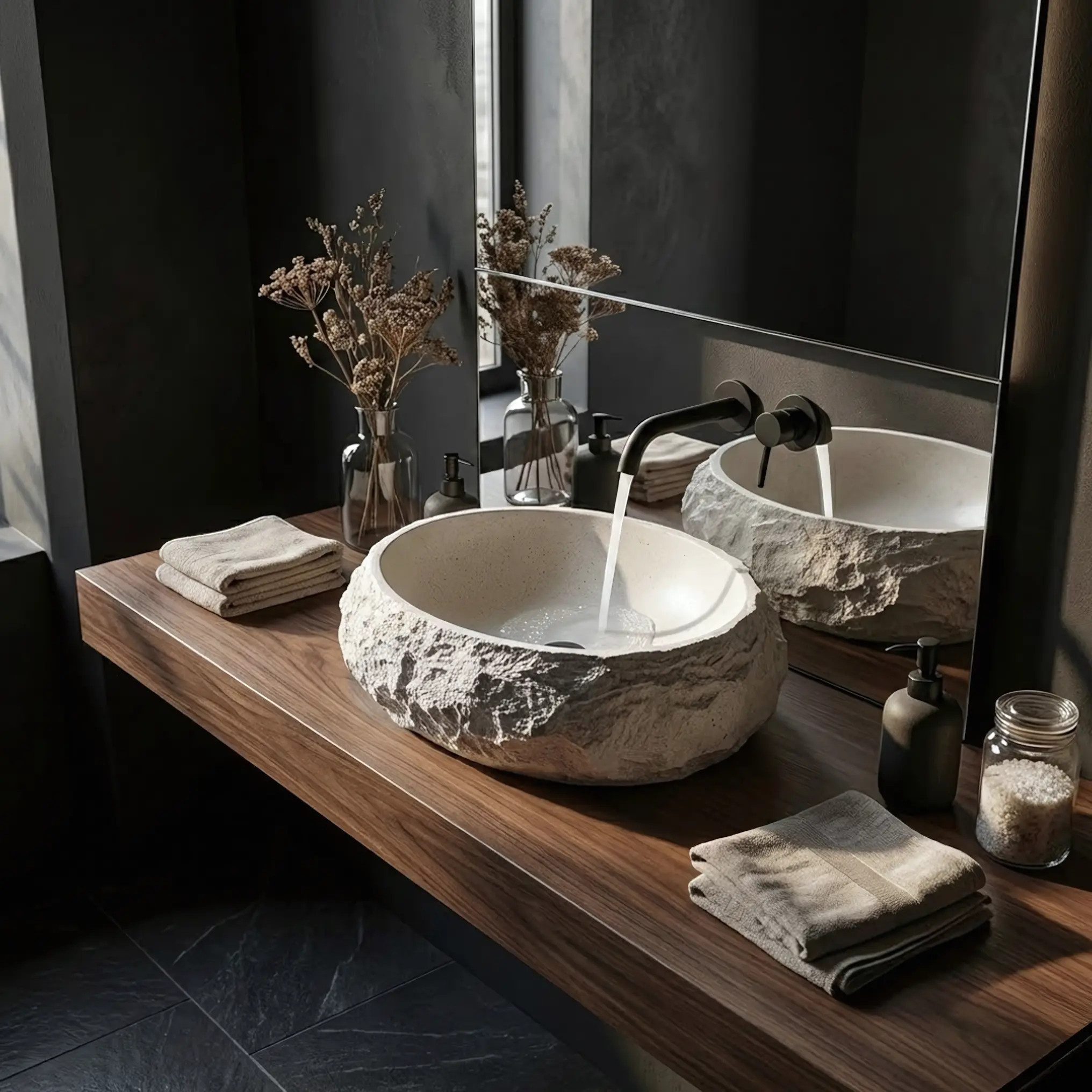 wohnwerk.idee Aufsatzwaschbecken aus Kompositstein, Designer Badwaschbecken 8 Farben – Bild 3 von 5