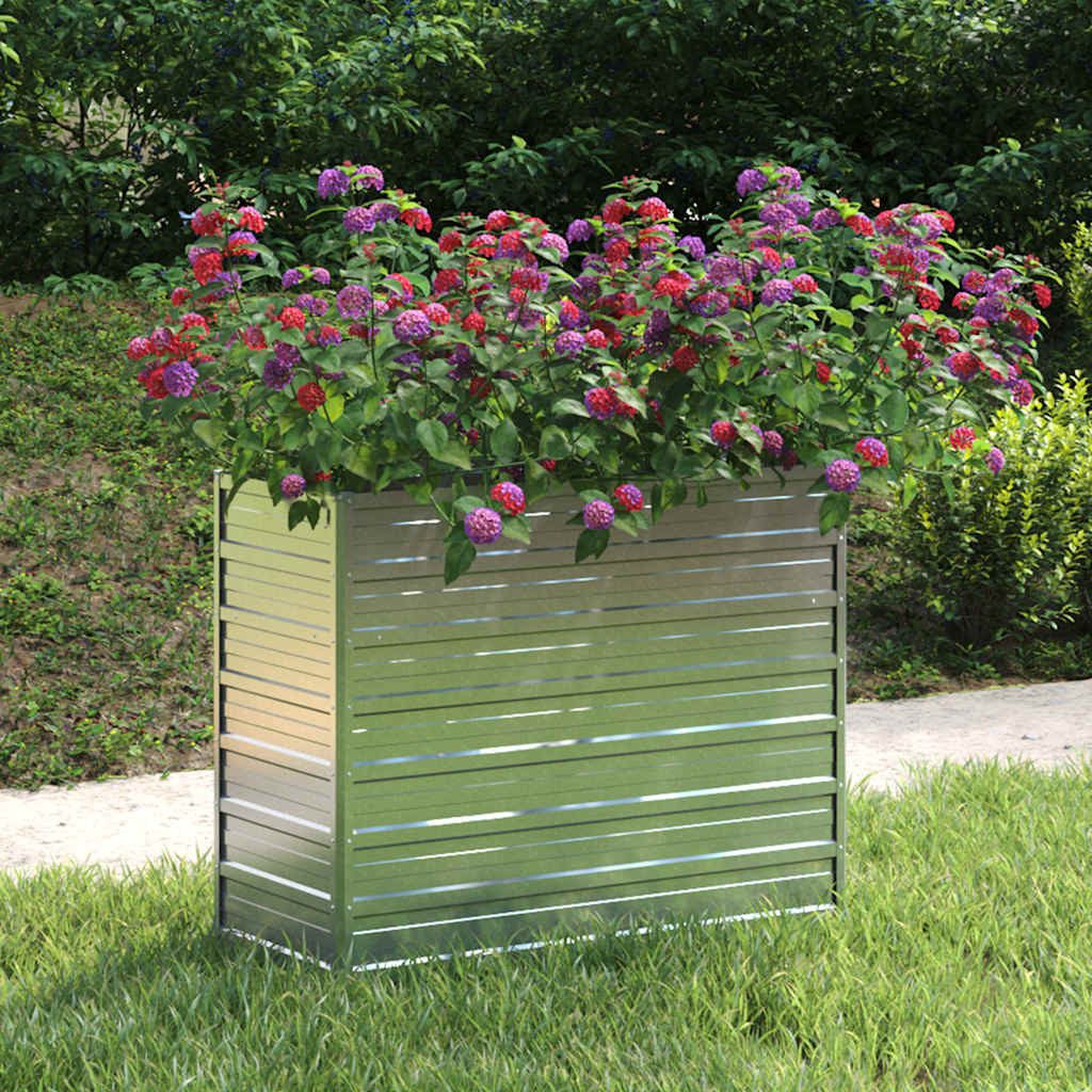 furnicato Hochbeet Garten-Metall 100 x 40 x 77 cm Silber, Witterungsbeständiges Gemüsebeet mit Drainage für den Garten