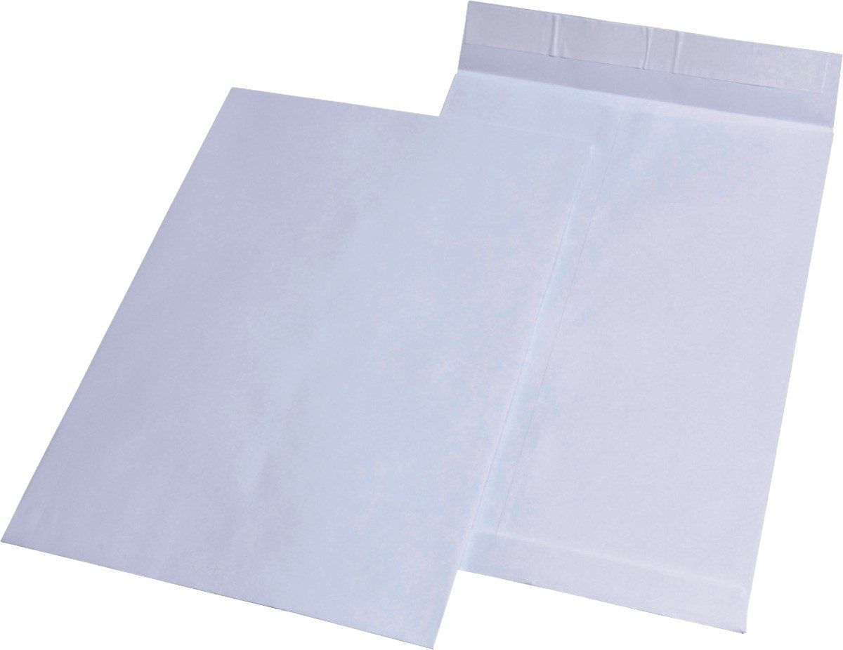 Versandtasche Faltentaschen C4 20mm Falte haftklebend 120g/qm weiß VE=100 Stück.