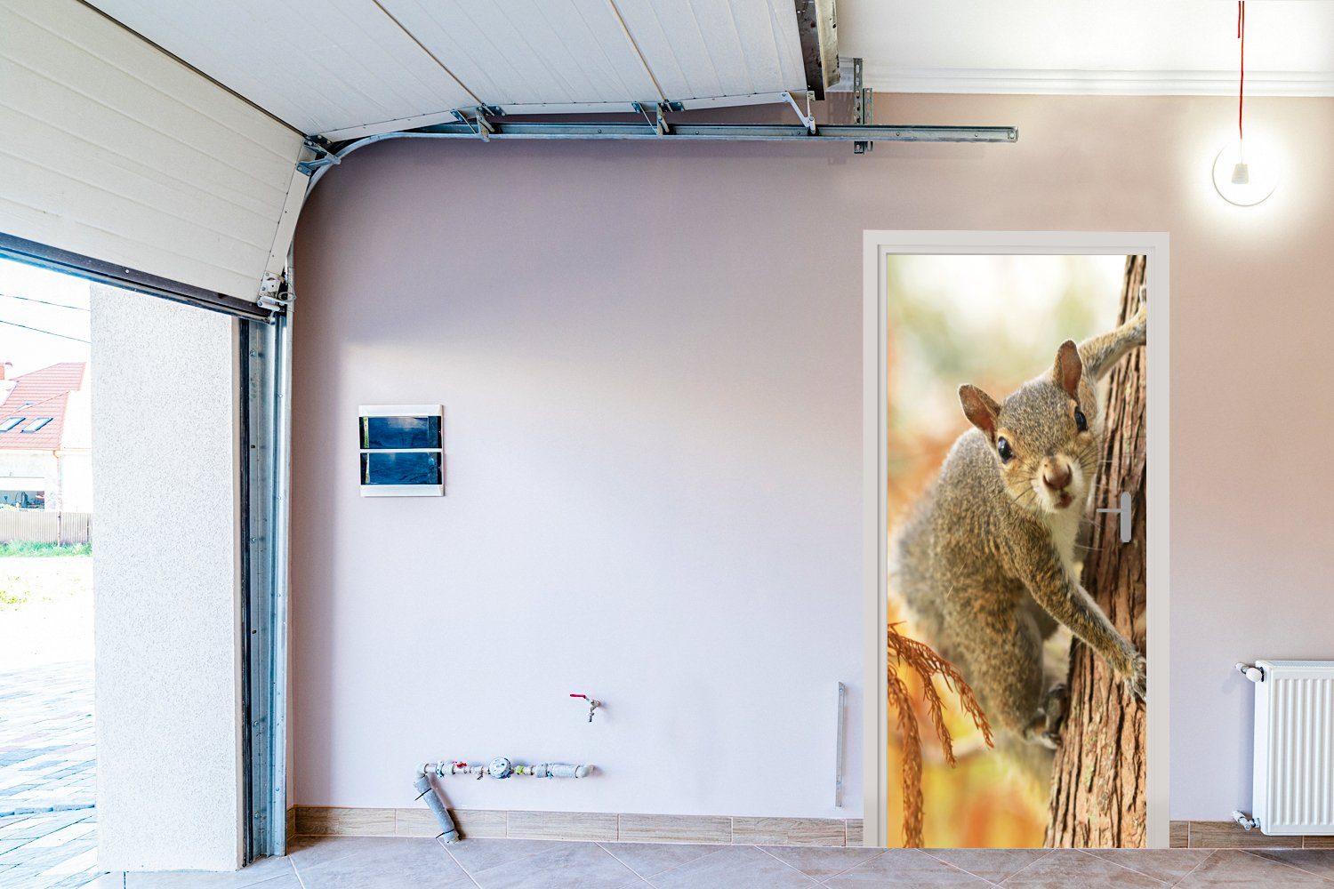 Eichhörnchen Tür, cm Herbst, Matt, - Türtapete St), bedruckt, Fototapete 75x205 Türaufkleber, MuchoWow Baum (1 für -