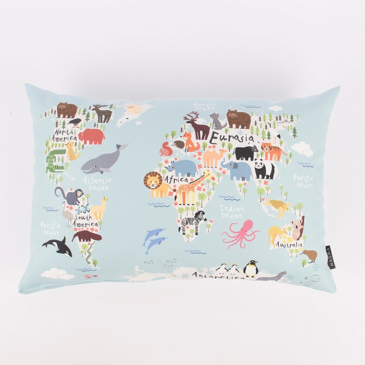 SCHÖNER LEBEN. Dekokissen Magma Deko Kissen WORLD hellblau bunt 40x60cm. € 18,95