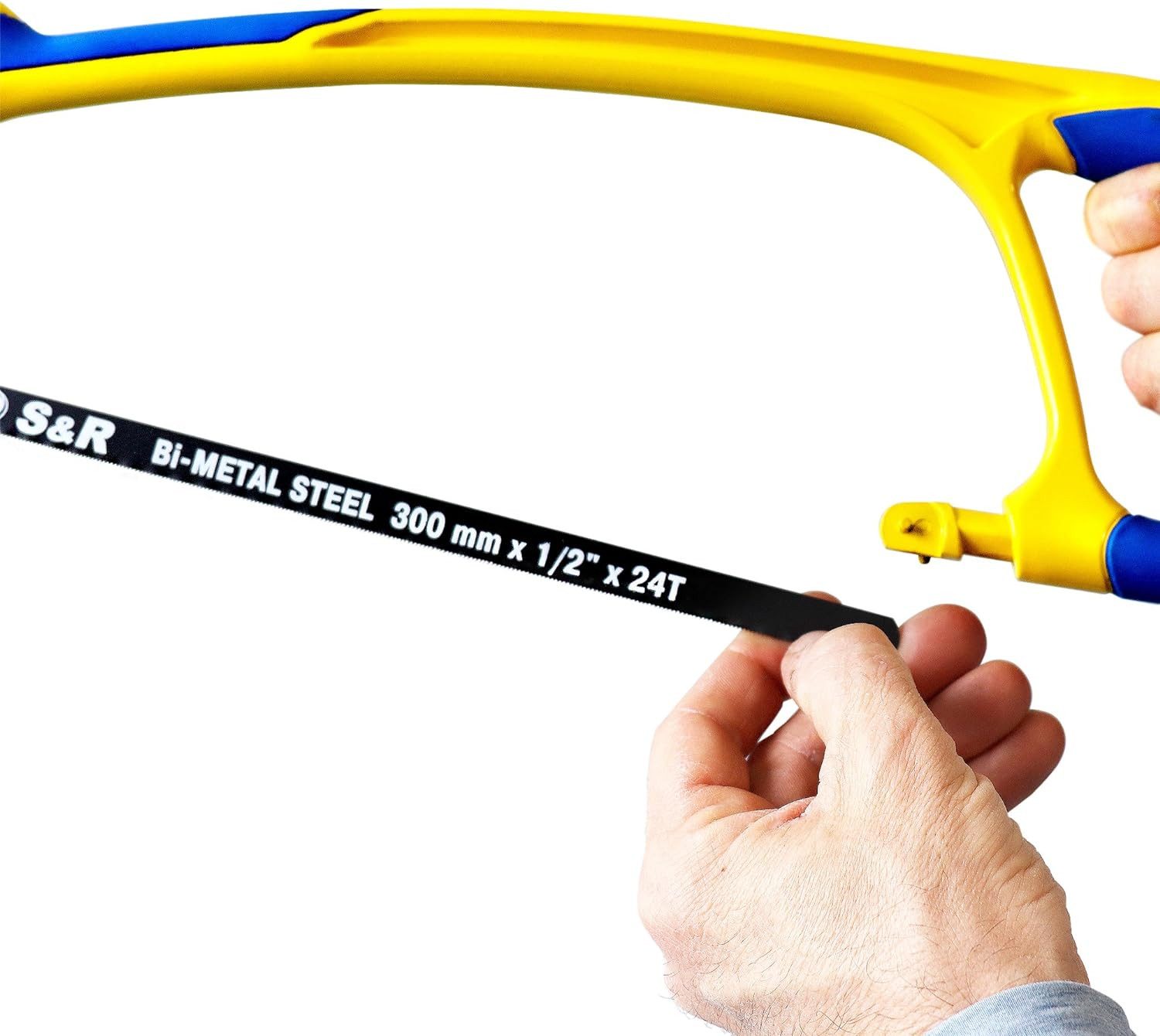 S&R Bügelsäge Metallsäge, Bügelsäge, Eisensäge, mit Bimetall Sägeblatt 300 mm, angenehmer ergonomischer Handgriff mit Soft-Touch-Oberfläche – Bild 5 von 5
