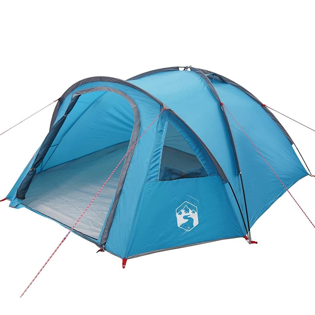 Tunnelzelt Kuppelzelt 4 Personen 308 x 268 x 130 cm Wasserdicht Blau Taft