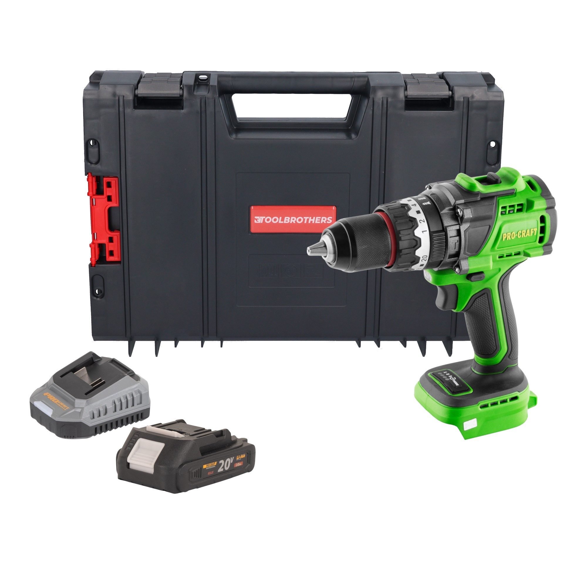 PRO CRAFT Akku-Schlagbohrschrauber PA18ProBL-BB Akku Schlagbohrschrauber 20 V 180 Nm Brushless + 1x Akku