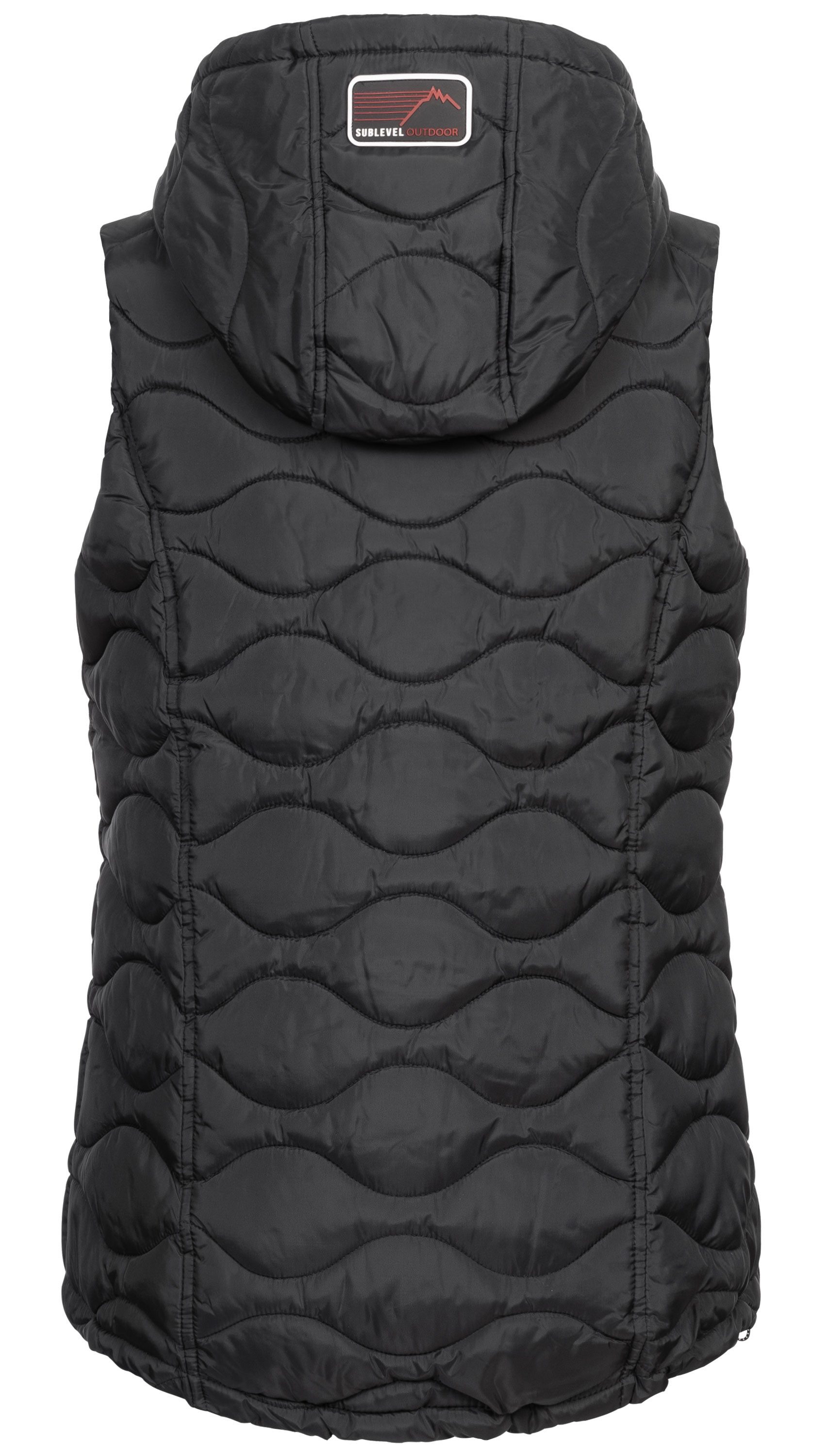 SUBLEVEL Steppweste Damen mit Kapuze Waistcoat Bodywarmer Waistcoat kurze Winter Weste