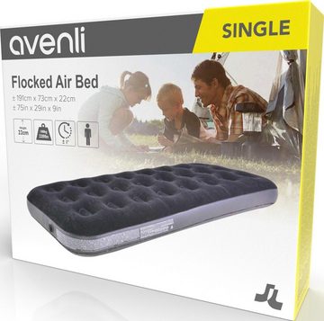 Avenli Luftbett Avenli aufblasbares Luftbett / Campingmatratze schwarz 191x73x22 cm, (Luftmatratze für 1 Person), Gästebett mit beflockter Oberfläche