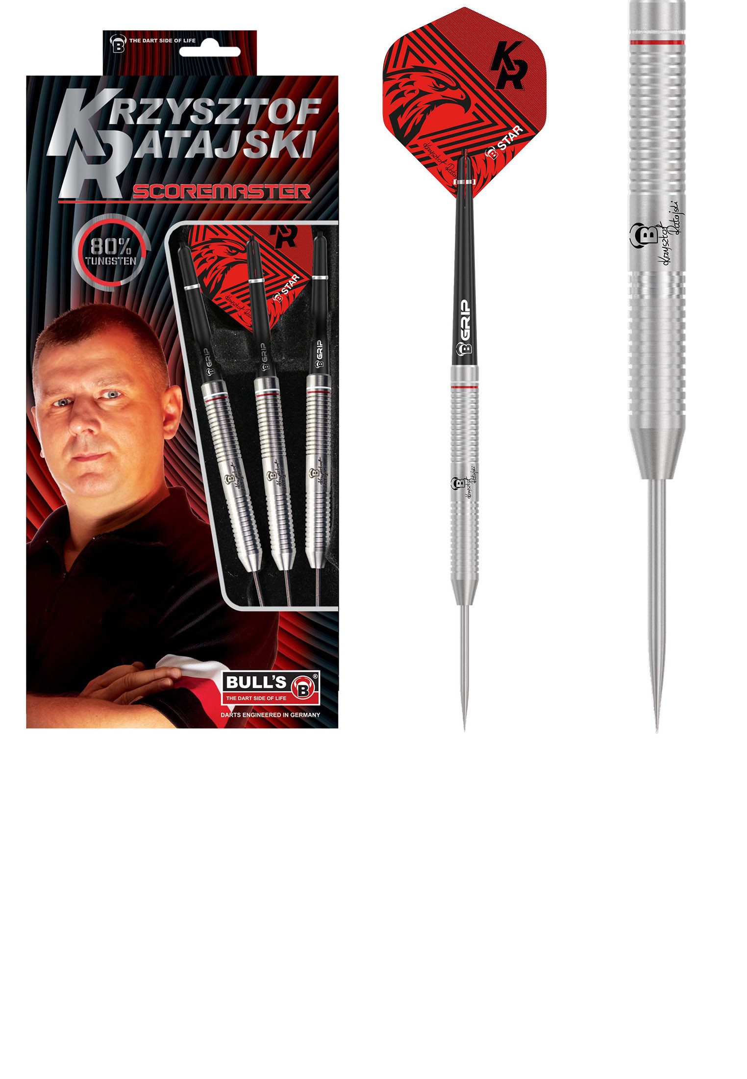 BULL'S Dartpfeil Krzysztof Ratajski Scoremaster Dartpfeile Darts-Set Profi, unisex neutral