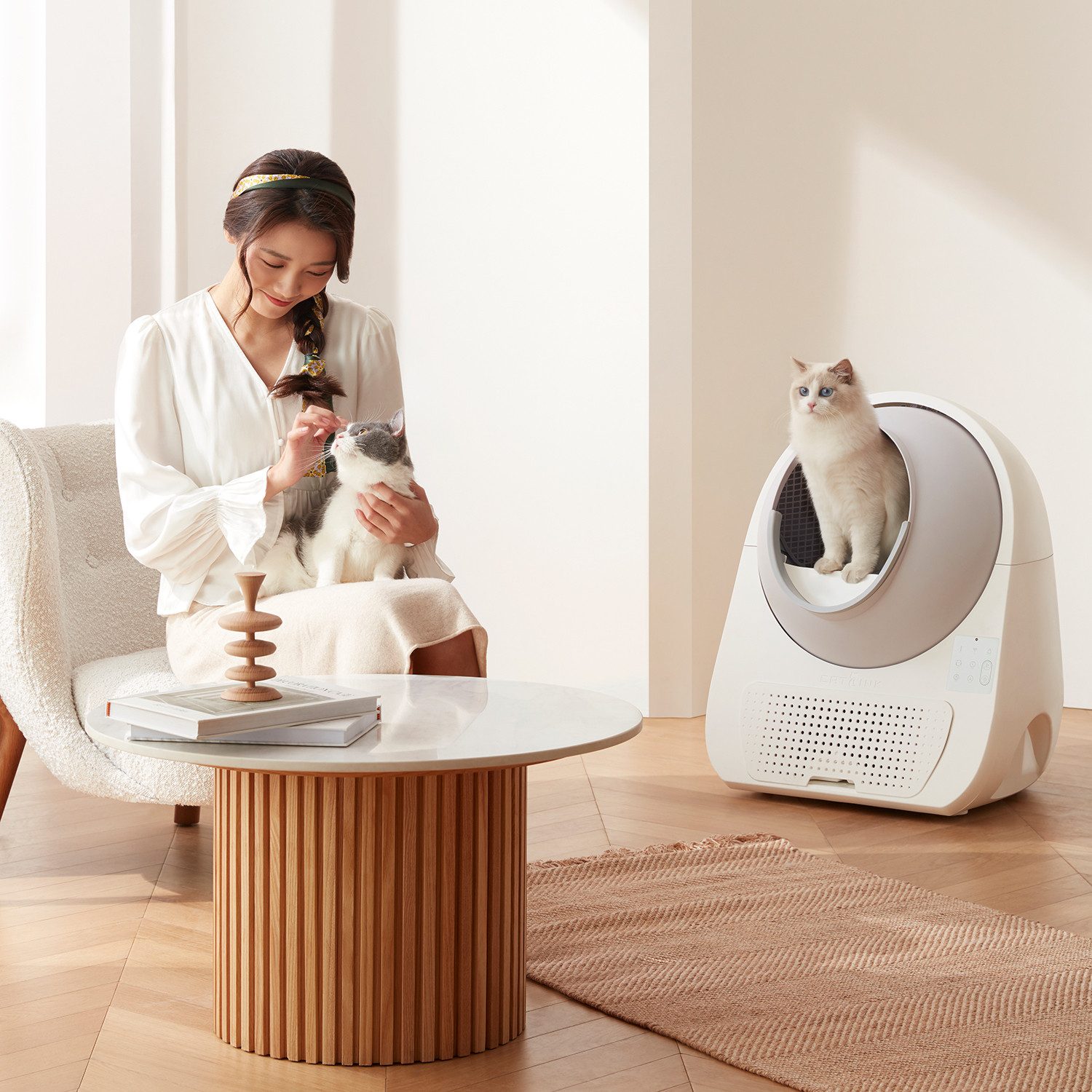 CATLINK Katzentoilette Pro-X Luxury Selbstreinigendes Katzenklo – WLAN APP, 6x Geruchsneutralisation, 13L Abfallbehälter, KI-Monitoring, 65L Vol.