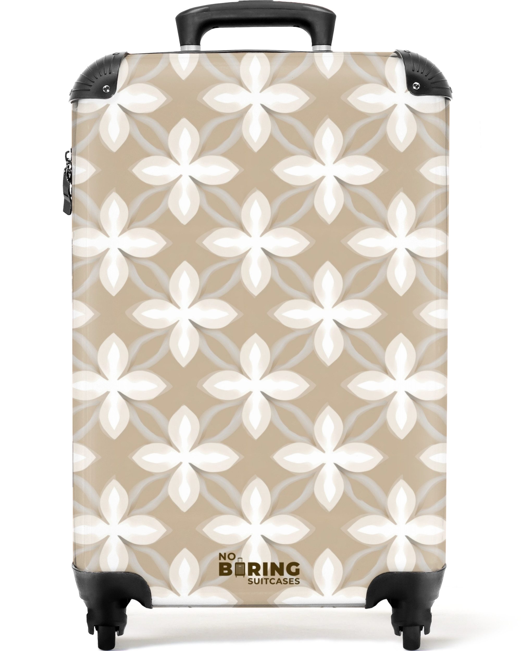 NoBoringSuitcases.com© Hartschalen-Trolley Muster - Symmetrisch - Beige 55x35x20cm, Handgepäck Koffer & Trolleys, Luggage, Reisekoffer Frauen