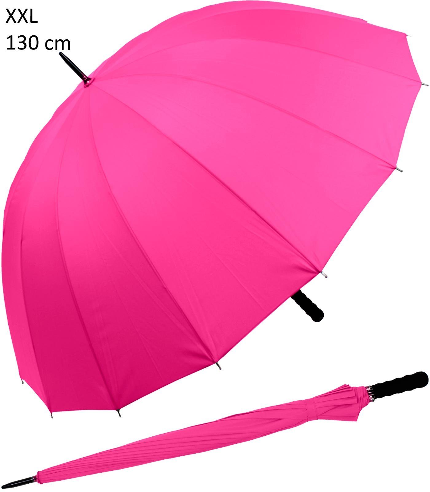iX-brella Stockregenschirm XXL 130 cm Durchmesser Golf-Partnerschirm, 16-teiliges Dach, mit leichtem Fiberglasgestell