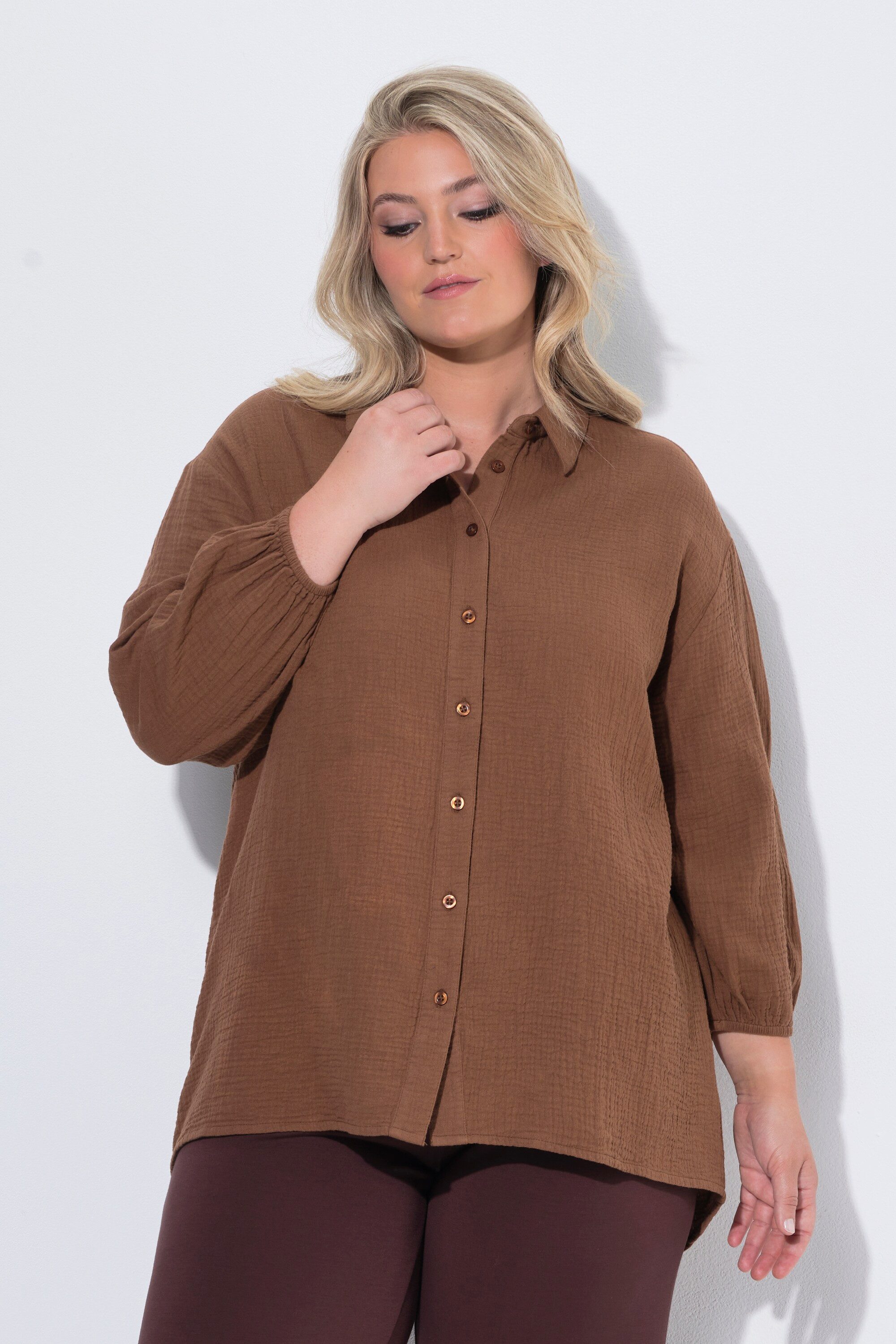 MIAMODA Longbluse Musselin-Bluse oversized 3/4-Ärmel