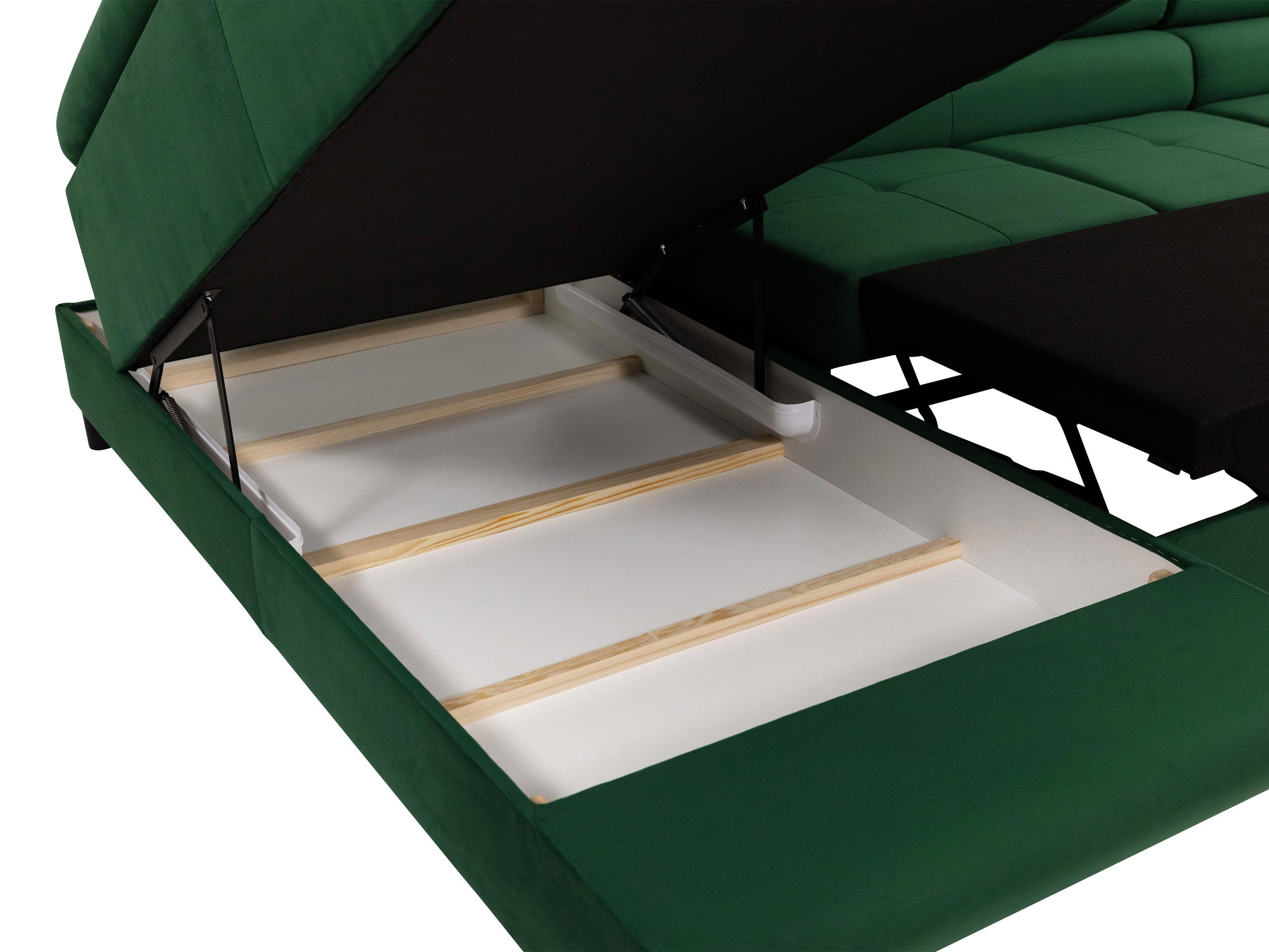 MIRJAN24 Wohnlandschaft Torezio Bis Cord, mit Bettkasten und Schlaffunktion, Einstellbare Kopfstützen, 346x203x70-90 cm, U-Form – Bild 5 von 5