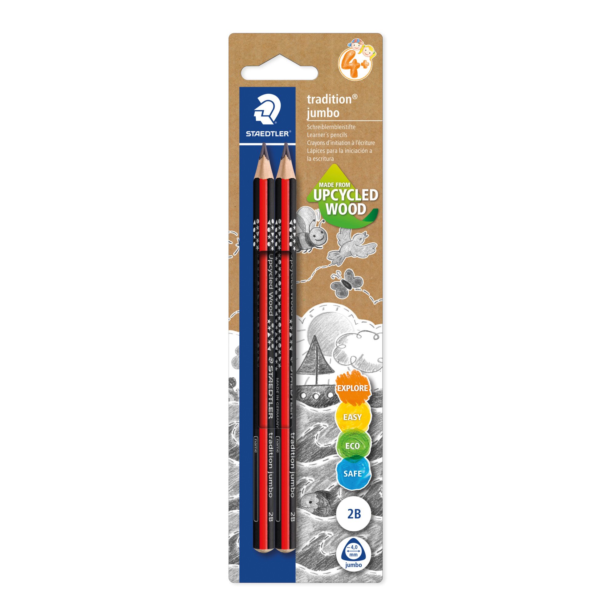 STAEDTLER Bleistift Bleistift tradition jumbo 1285-0 BK2 2B 2 Stück