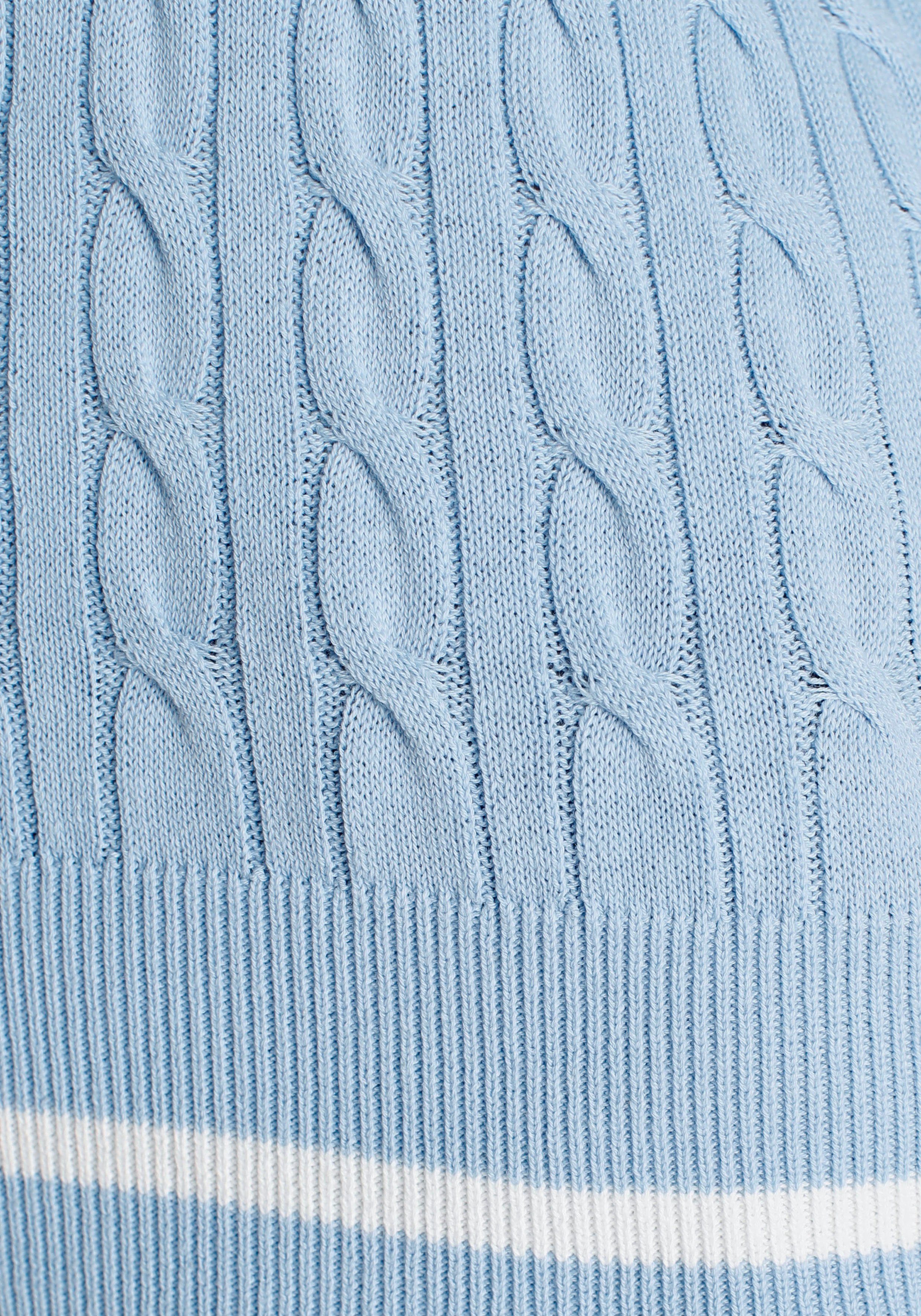 Zopfmuster und hellblau Strickpullover - DELMAO durchendem MARKE! NEUE Kontaststreifen mit