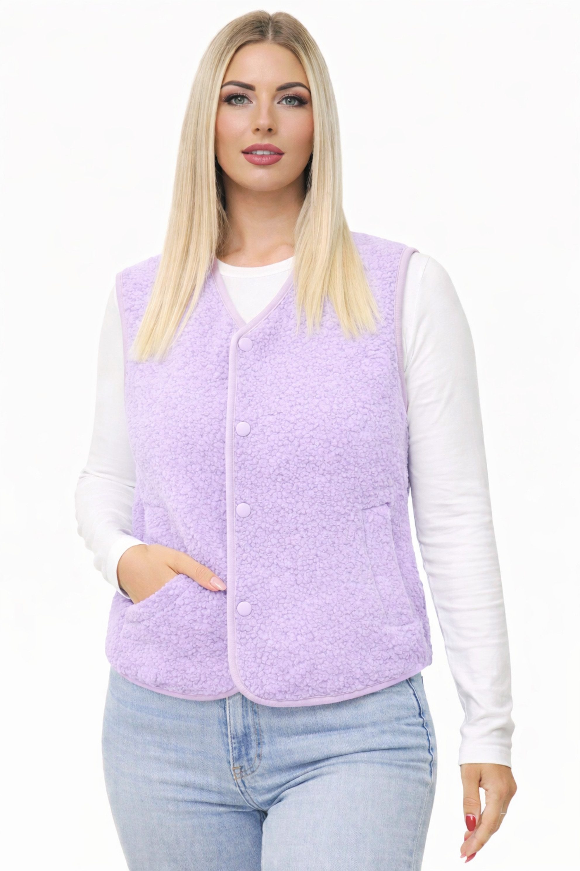 Worldclassca Fellimitatweste Worldclassca Teddy Weste Warm Kuschelig Kurz Herbst Winter Ärmellos Neue Kollektion - Stilvolle und gemütliche Mode für Damen