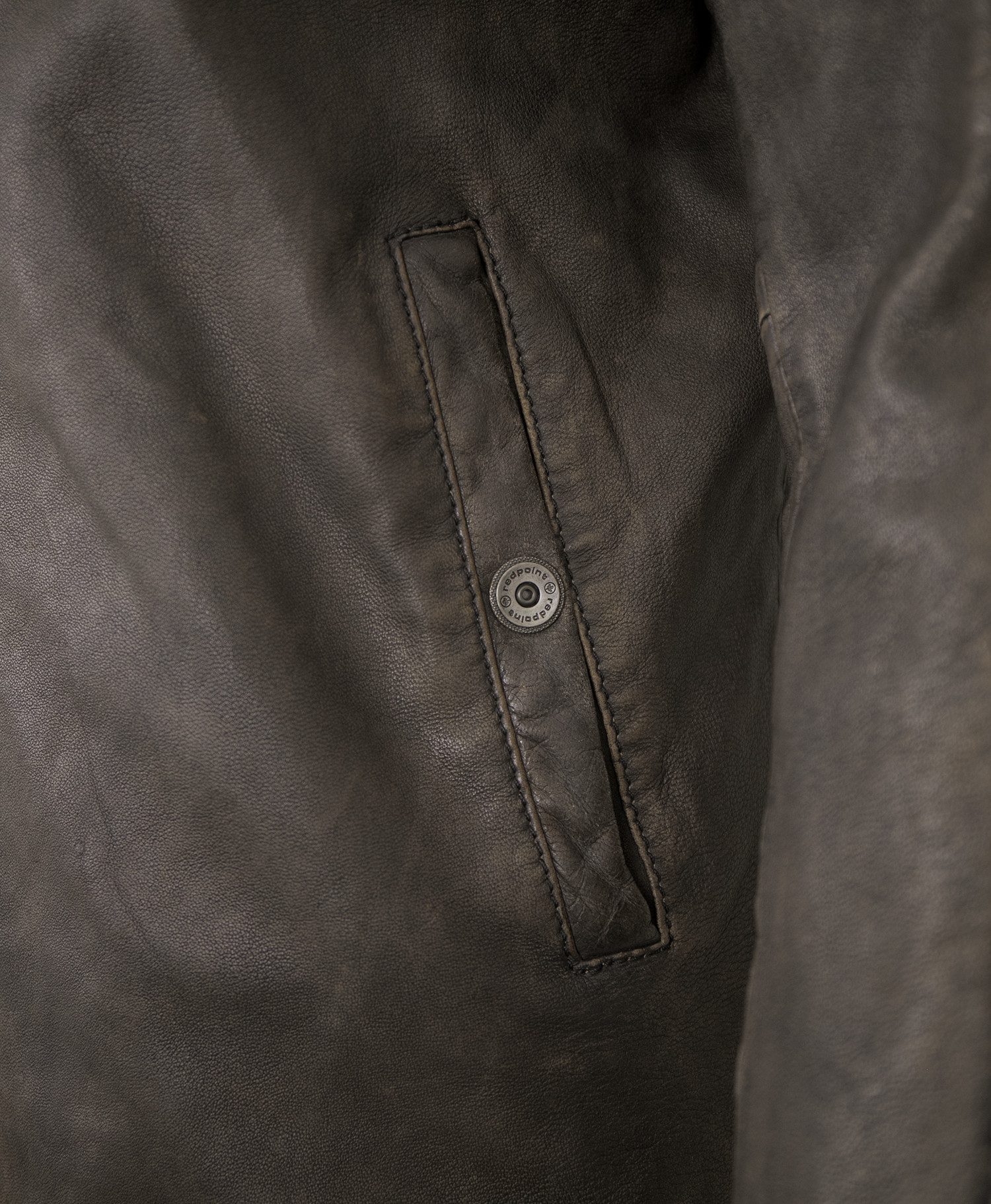 Redpoint Lederjacke Redpoint - Herren Lederjacke Kapuze Lammnappa braun antik holzkohle
