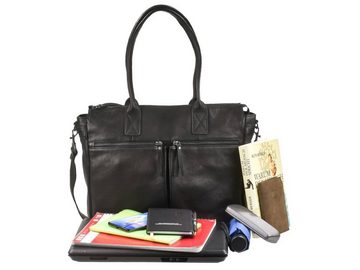 Bear Design Shopper "Binni" Callisto Pelle Leder, große Handtasche, Schultertasche 45x32cm, weich, knautschig schwarz