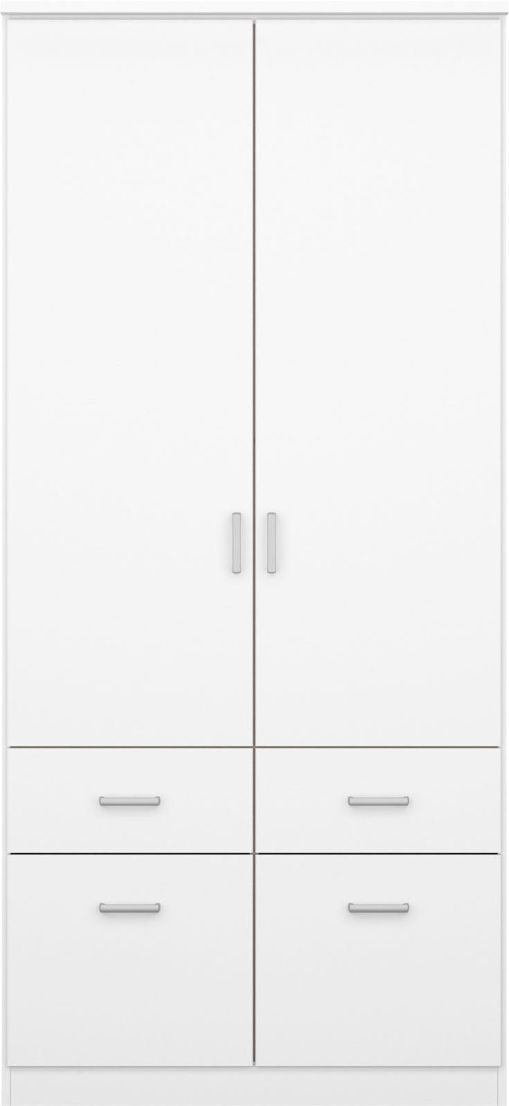 rauch Kleiderschrank Kleiderschrank Schrank Garderobe deckenhoher Schrank BREMEN (optional mit Spiegel, Breiten: 91/136/181 cm, Höhe: 199 cm) in vielen Farbvari – Bild 4 von 5