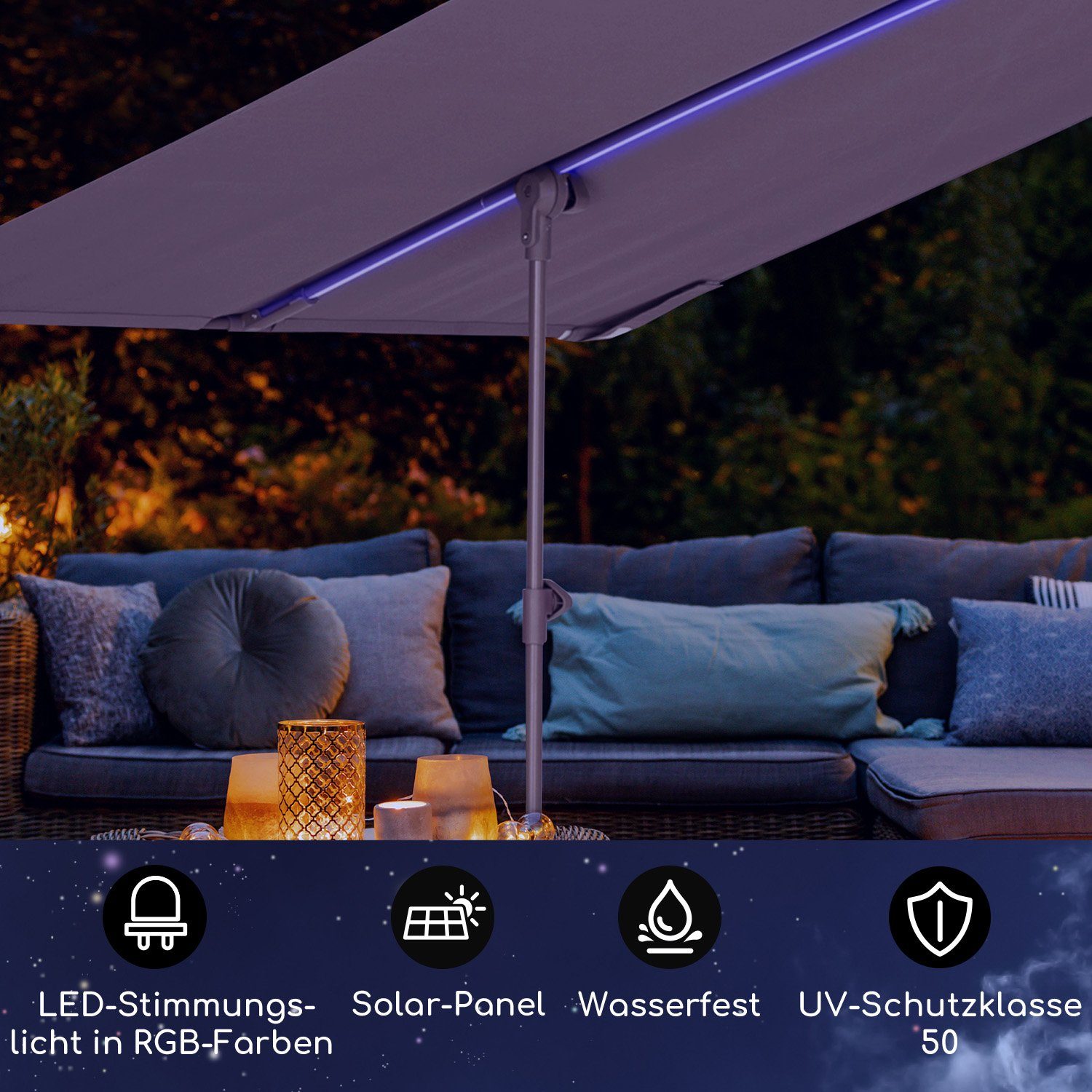 blumfeldt Sonnenschirm Parasol Flex Shade with LED