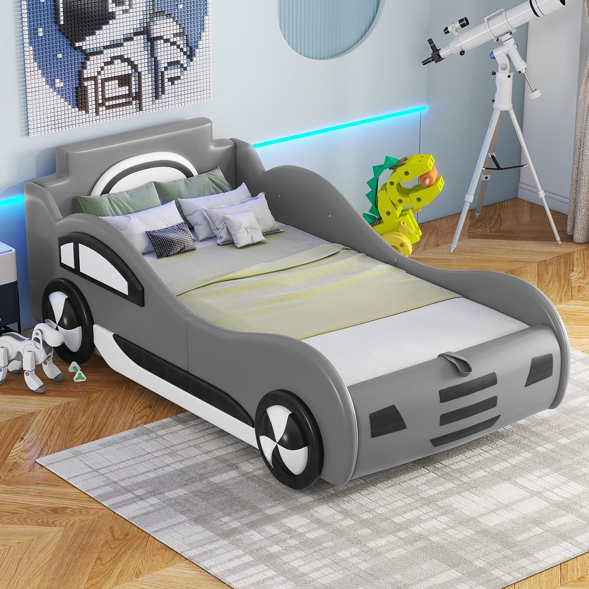 Fanttik Rennwagenbett Kinder Autobett mit Stauraum günstig online kaufen