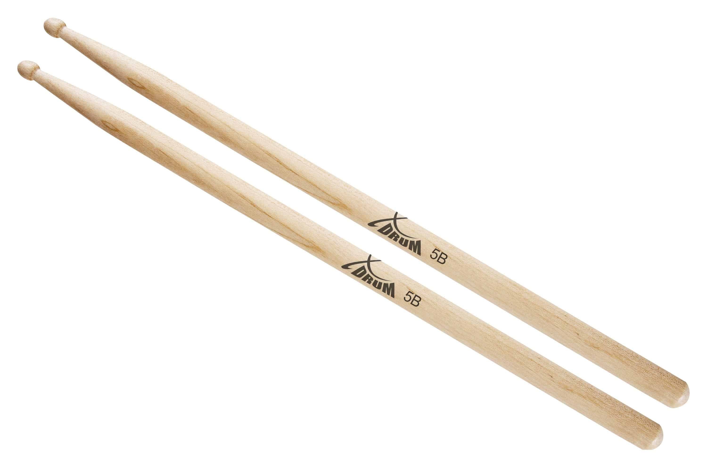XDrum Schlagzeug 5B Drumsticks Wood Tip, Spitze: Ahornholz, rund