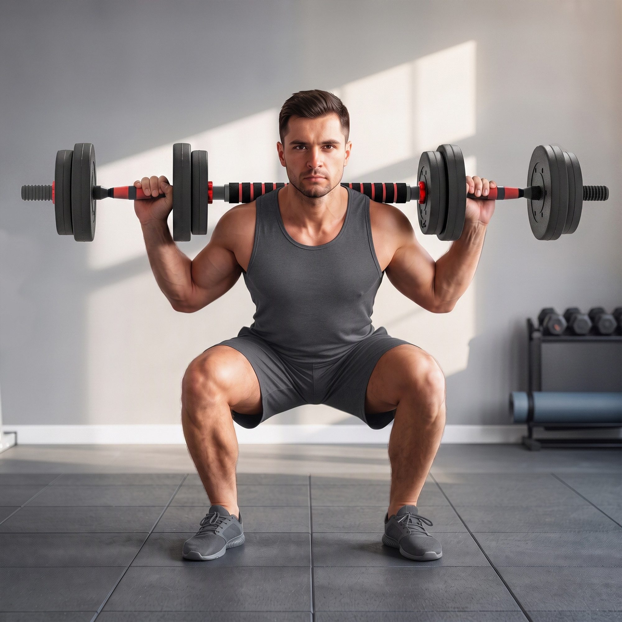 HOMCOM Hantel-Set 15 kg professionell Dumbbell Krafttraining und Gewichtheben, (Kurzhantel, Langhantel), für Zuhause Fitness