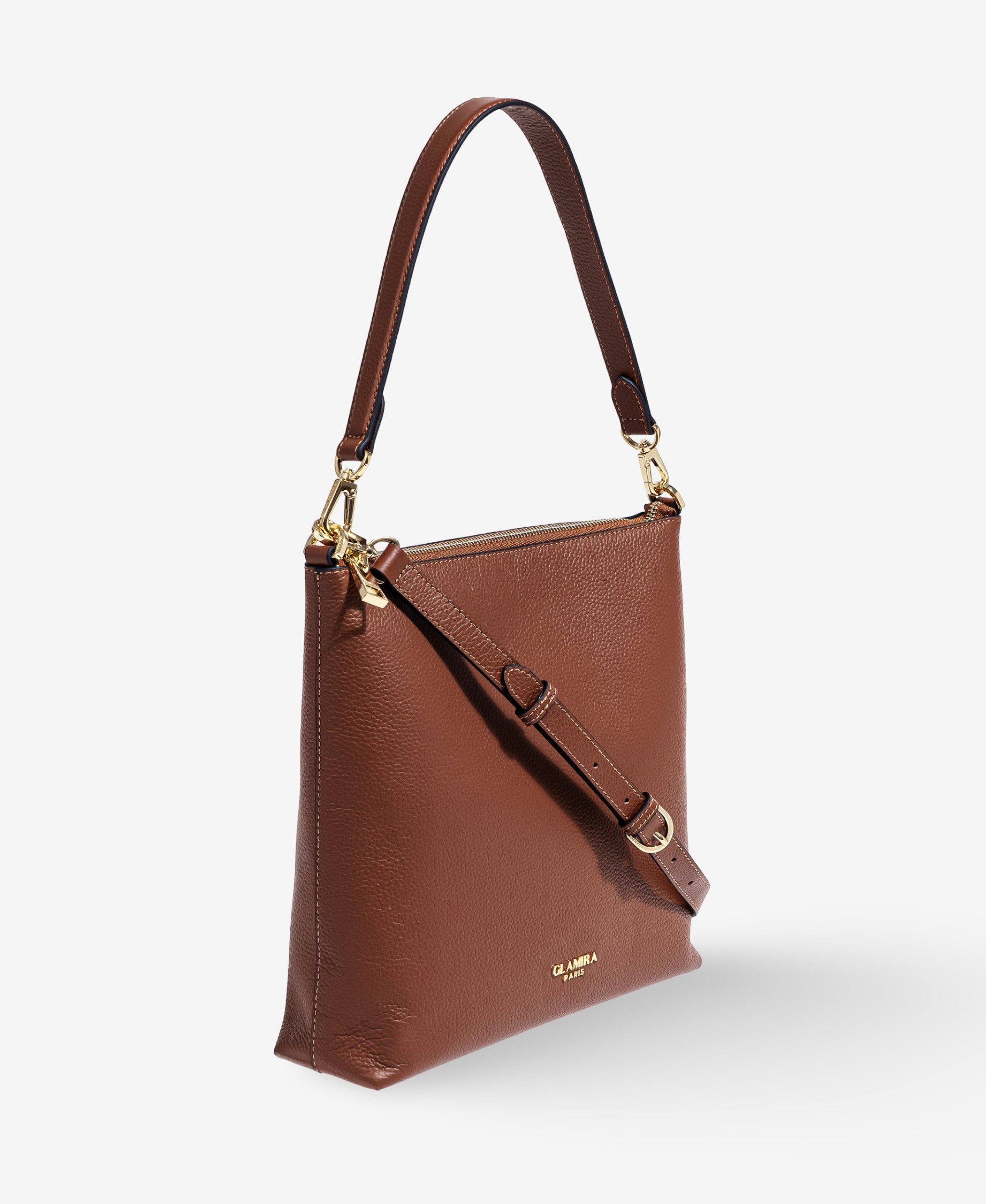 GLAMIRA Handtasche UrbanSphere Braune Schultertasche (1-tlg), echt Leder, mit geräumigem Hauptfach
