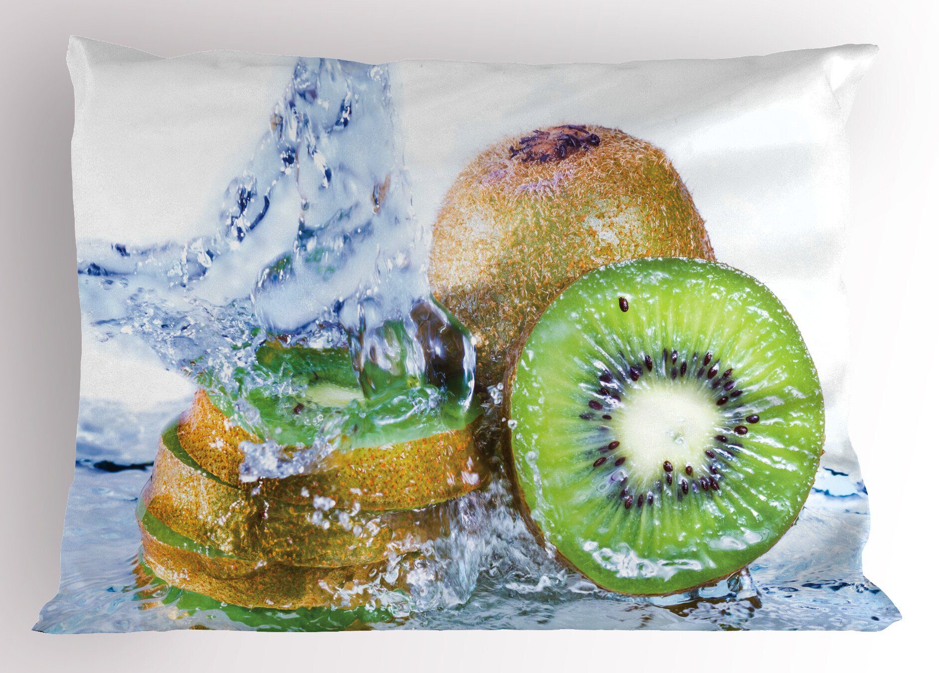 (1 Abakuhaus Standard Water Gedruckter Dekorativer Kissenbezüge Kiwi auf Size Splash Obst Kissenbezug, King Stück), Foto