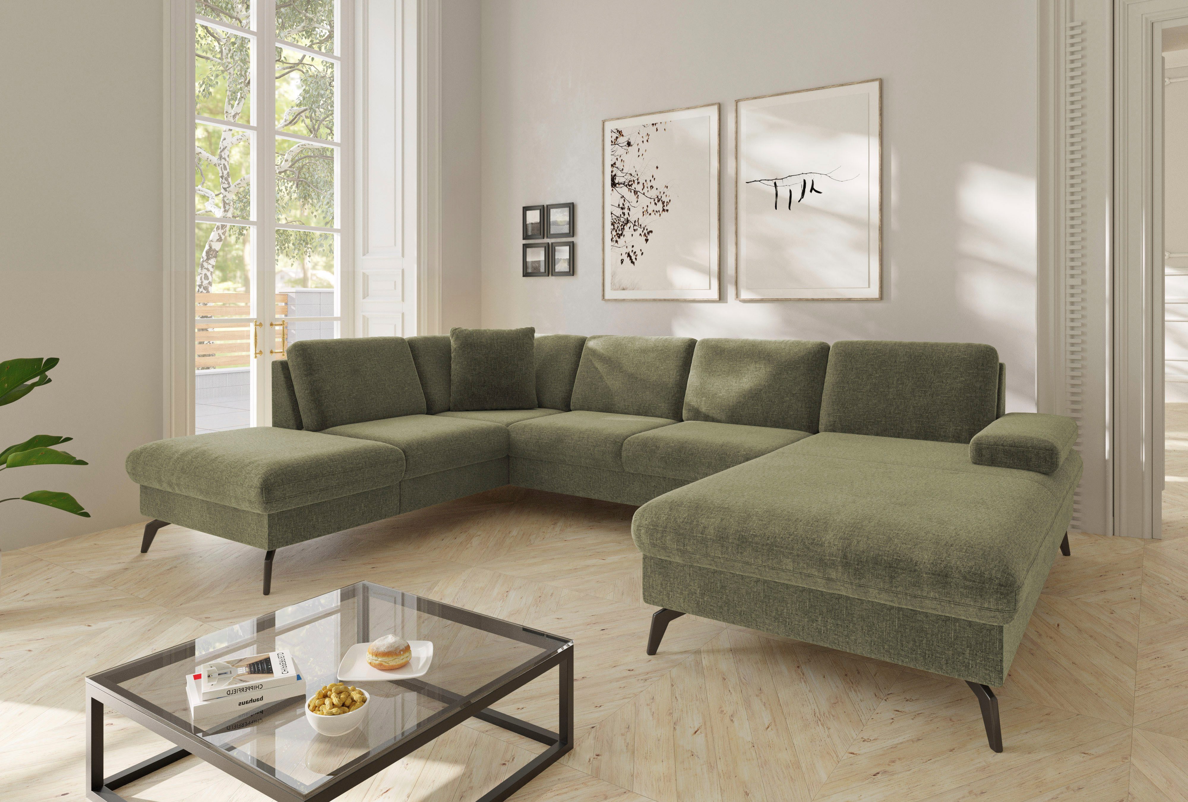sit&more Wohnlandschaft Morris Jubi U-Form, B: 300 cm, mit Armteilfunktion & 1 Zierkissen, optional Bettfunktion