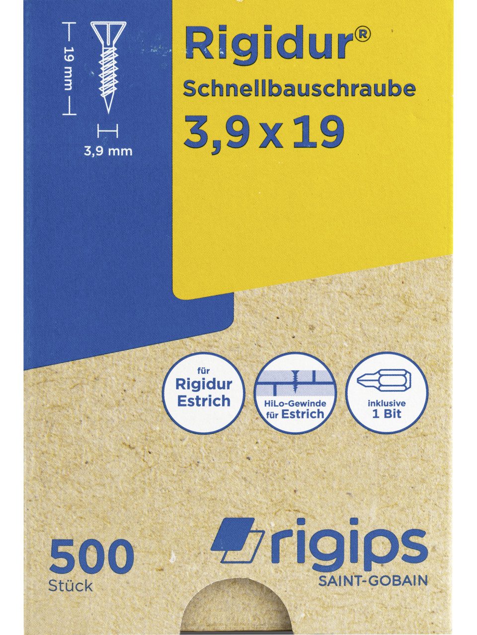 Rigips Trockenbauschrauber Schnellbauschrauben 3,9 x 19mm