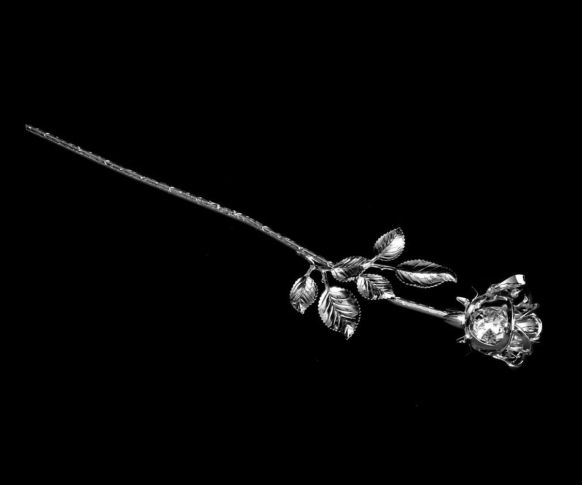 Kristalle Brillibrum Dekoblume, Kunstblume versilbert Swarovski Metall Rose