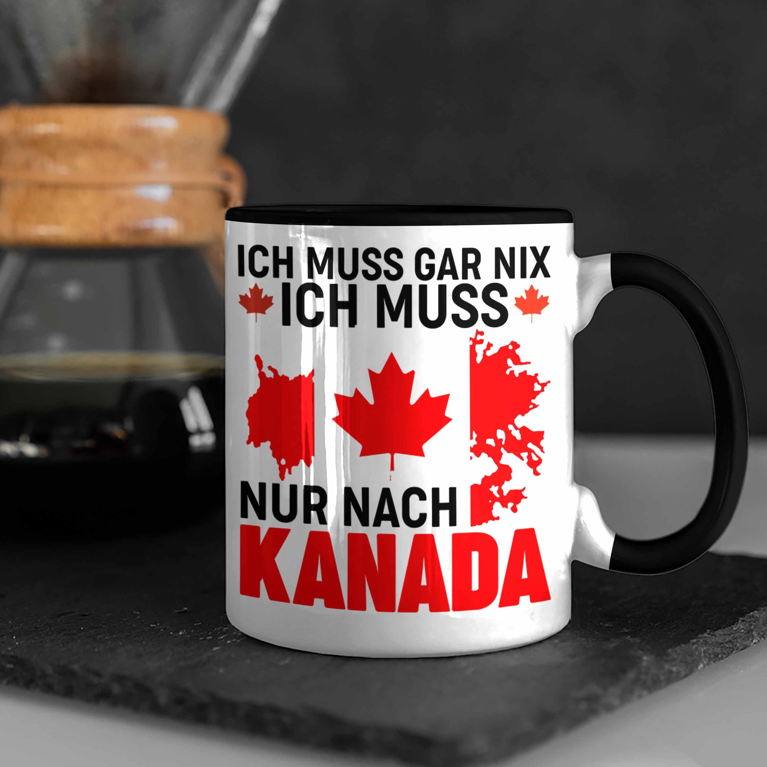 Trendation Muss Nix Ich Gar Auslandsjahr - Tasse Schwarz Ich Nur Kanada Nach Geschenk Reise Kanada Geschenkidee Muss Trendation Tasse
