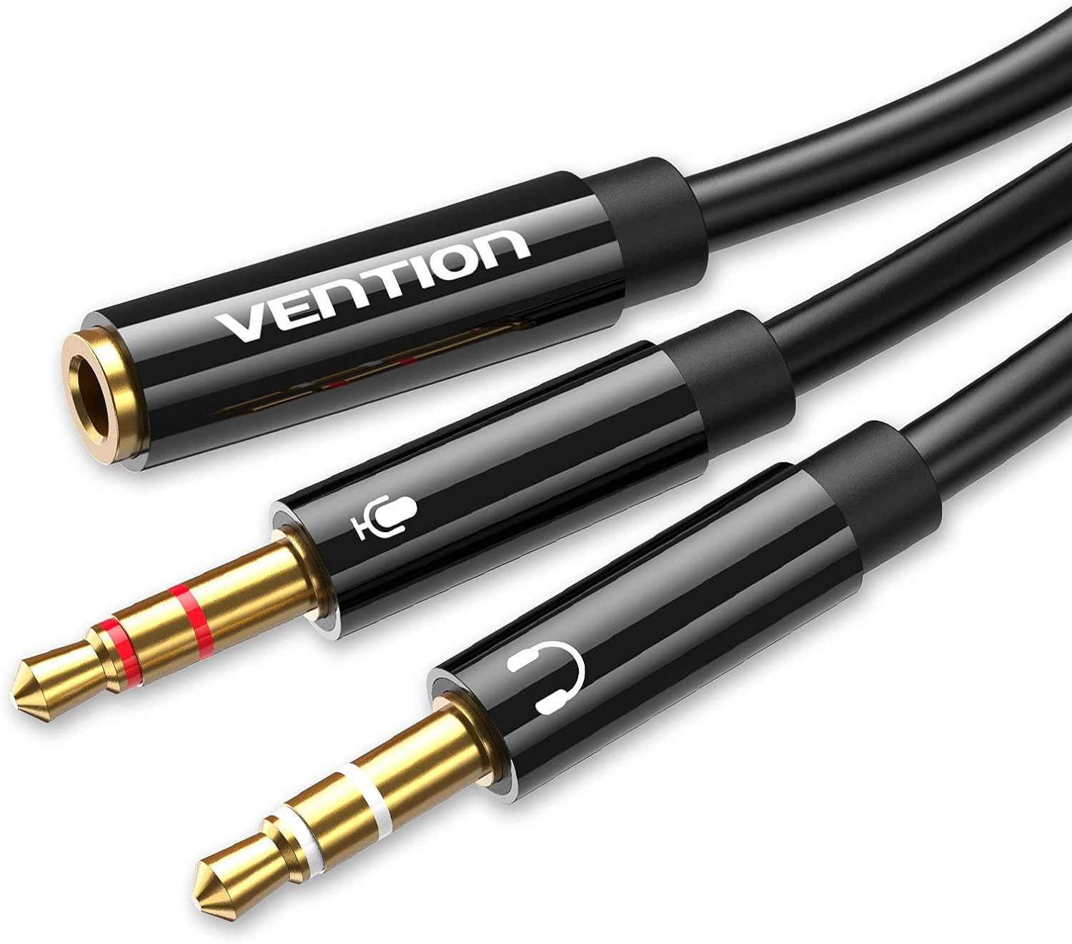 VENTION Kopfhörer-Splitter für Computer, 3,5-mm-Buchse auf 2 3,5-mm-Stecker Adapter