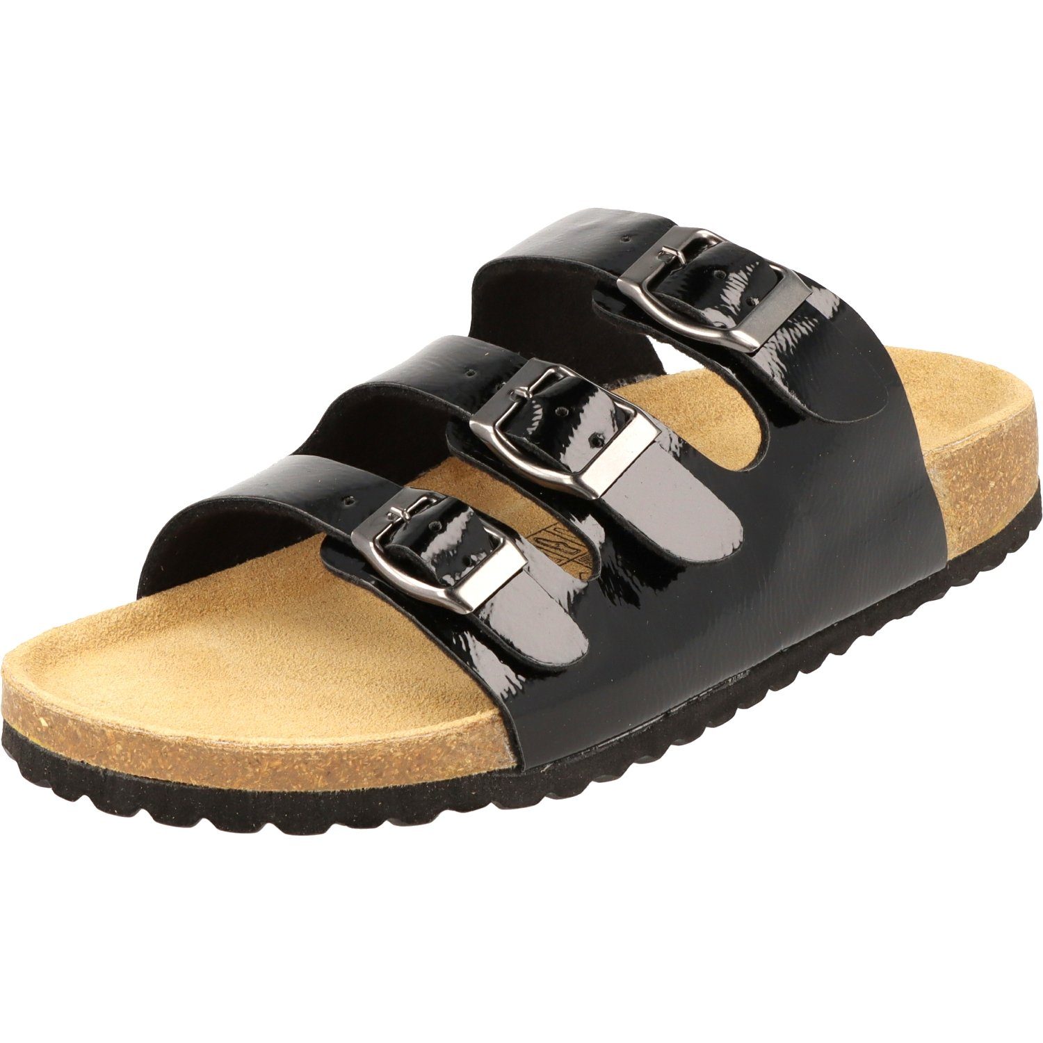 SUPERSOFT Damen Komfort Sandale274-856 Lederfußbett Schwarz Pantolette | Pantoletten