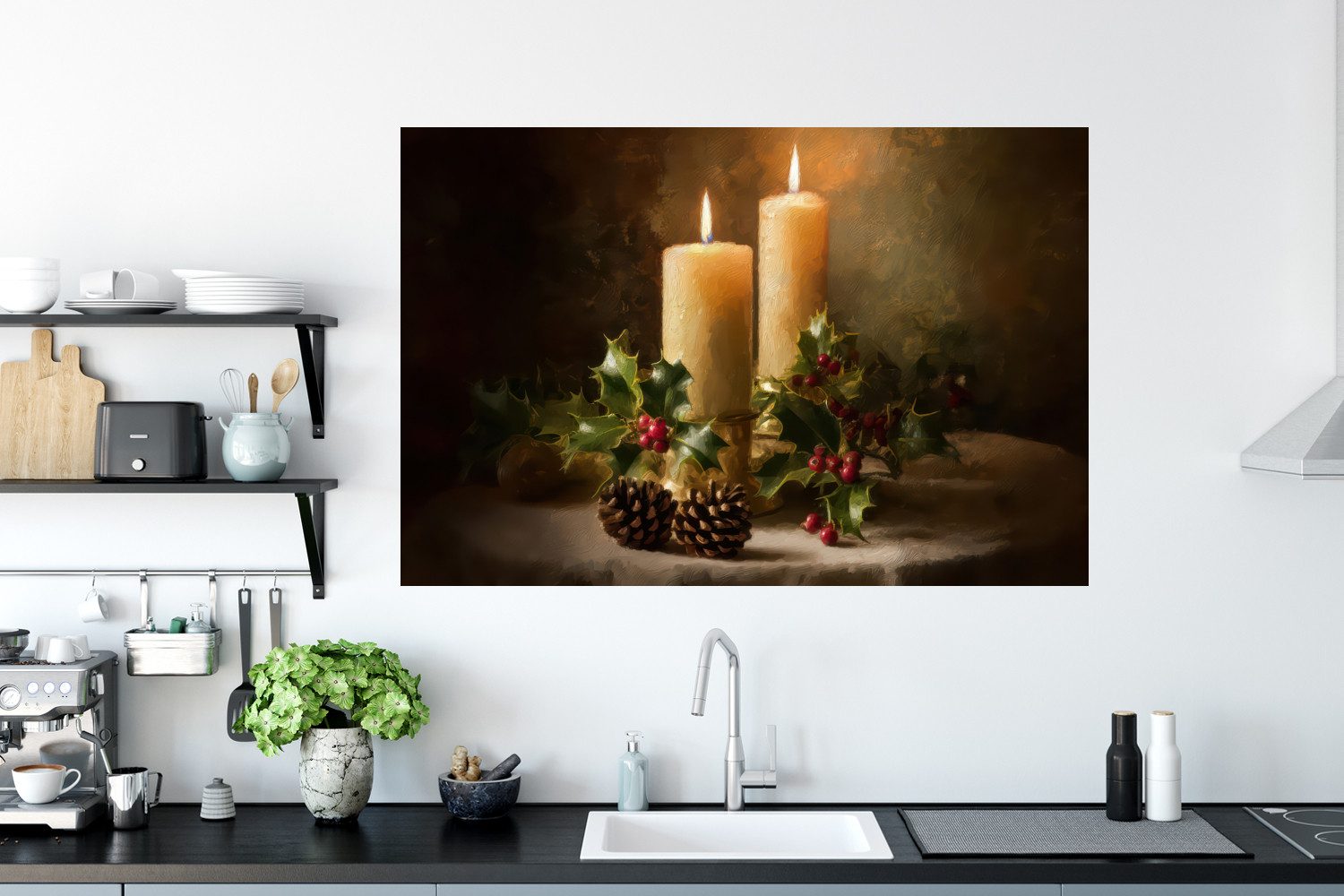 MuchoWow Wandsticker Kerzenlicht - Weihnachten - Mehrfarbig (1 St), Wanddeko, Aufkleber, Wandtattoo, 120x80 cm