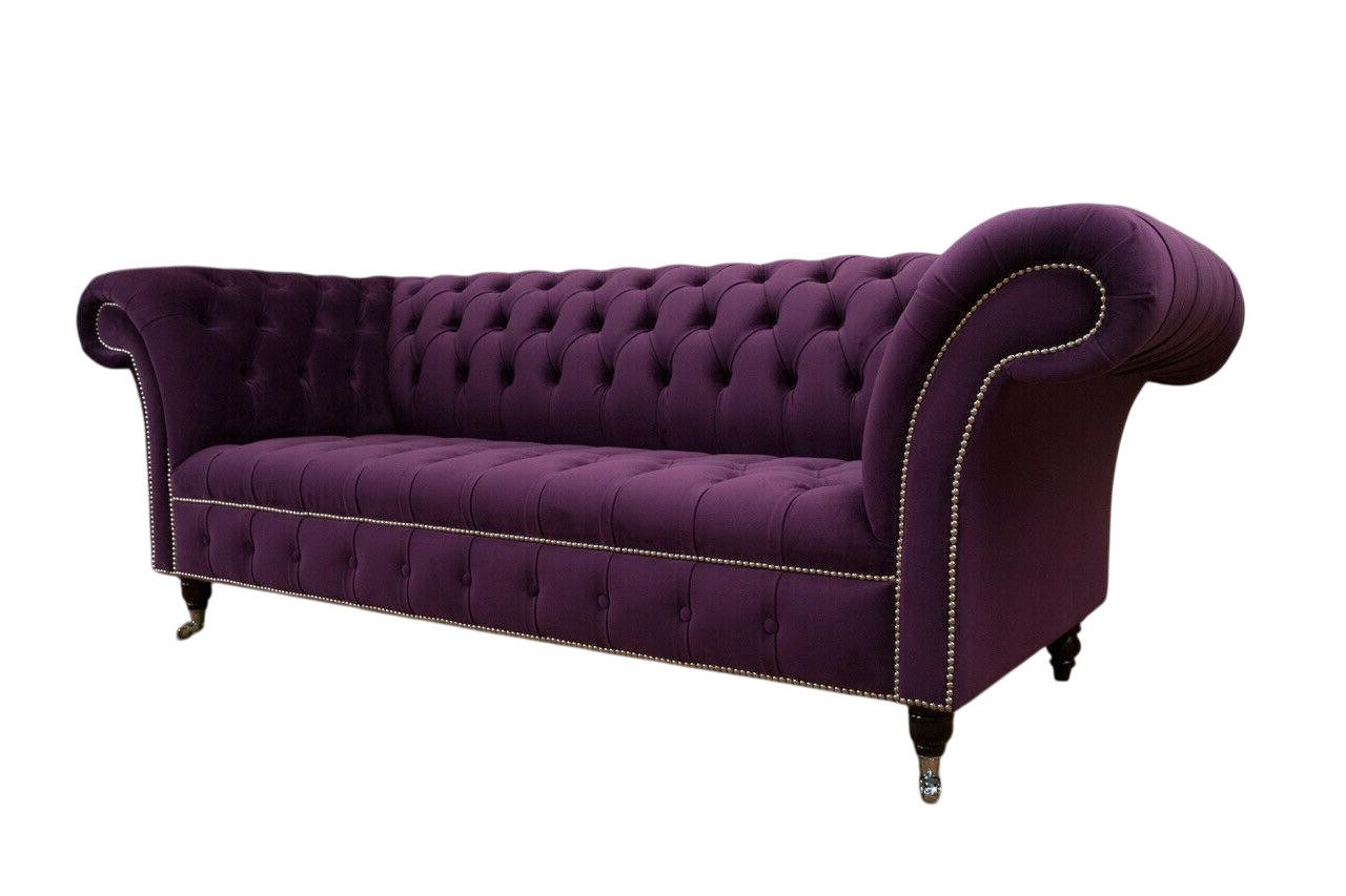 Xlmoebel Chesterfield-Sofa XLMoebel Chesterfield Sofa lila Textilpolsterung, 1 Teile, Hergestellt in Europa