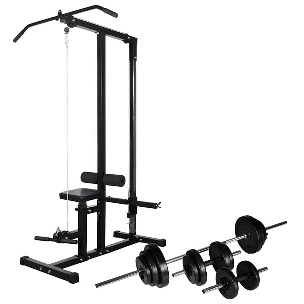 Kurzhantelständer Fitnessstation mit Langhantel und Kurzhantel Set 30,5 kg