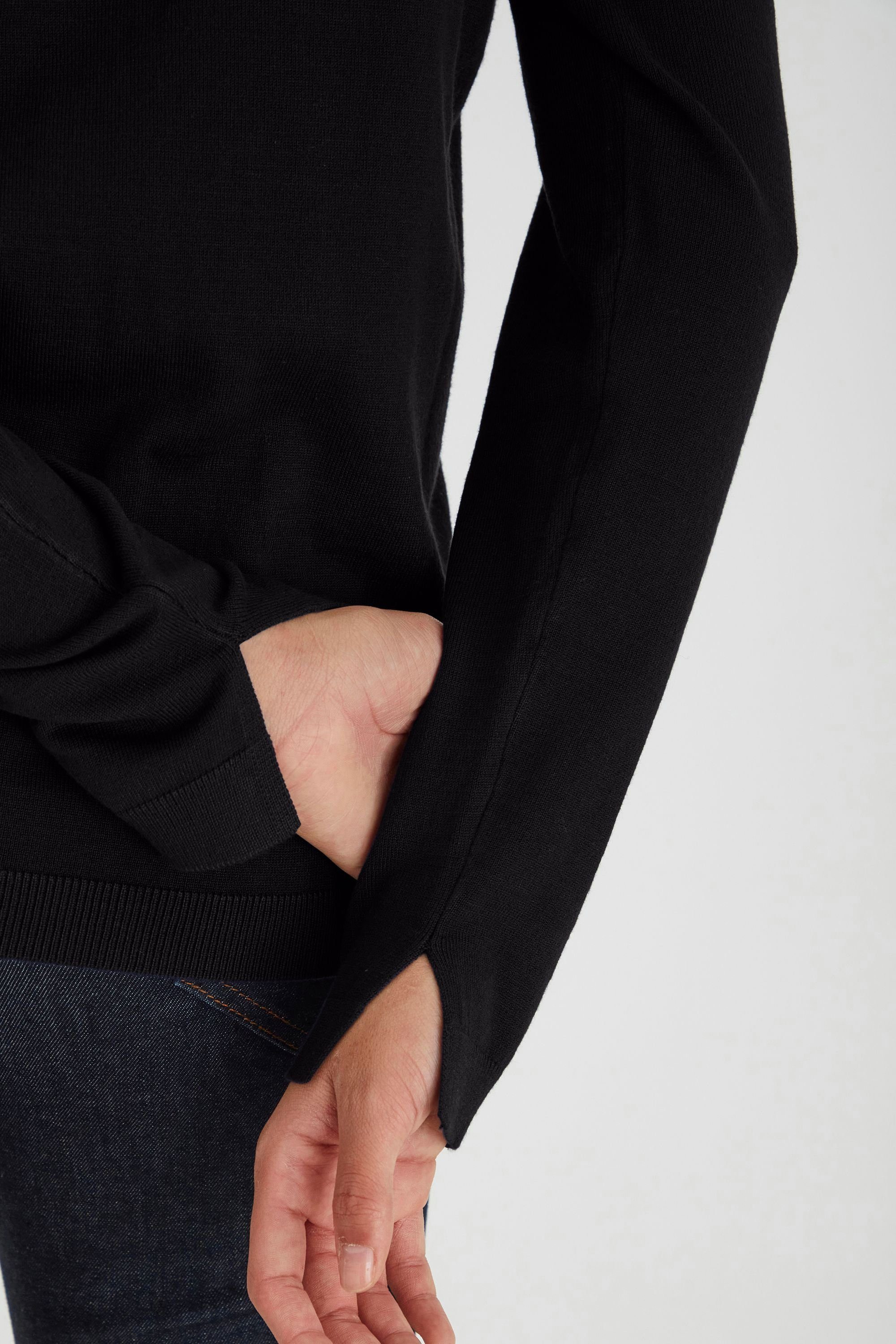 - (5000199) PZSARA Femininer Strickpullover Jeans Black mit V-Ausschnitt 50204127 Pulz Pullover