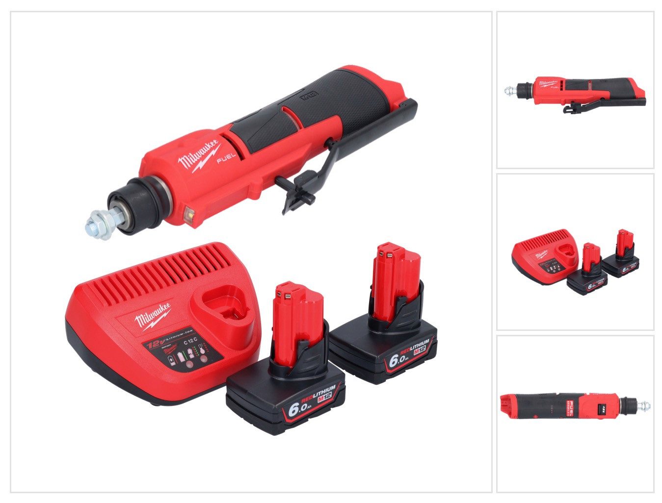 Milwaukee Akku-Geradschleifer Milwaukee M12 FTB-602 Akku Reifenaufrauer 12 V 7/16" Hex Brushless + 2