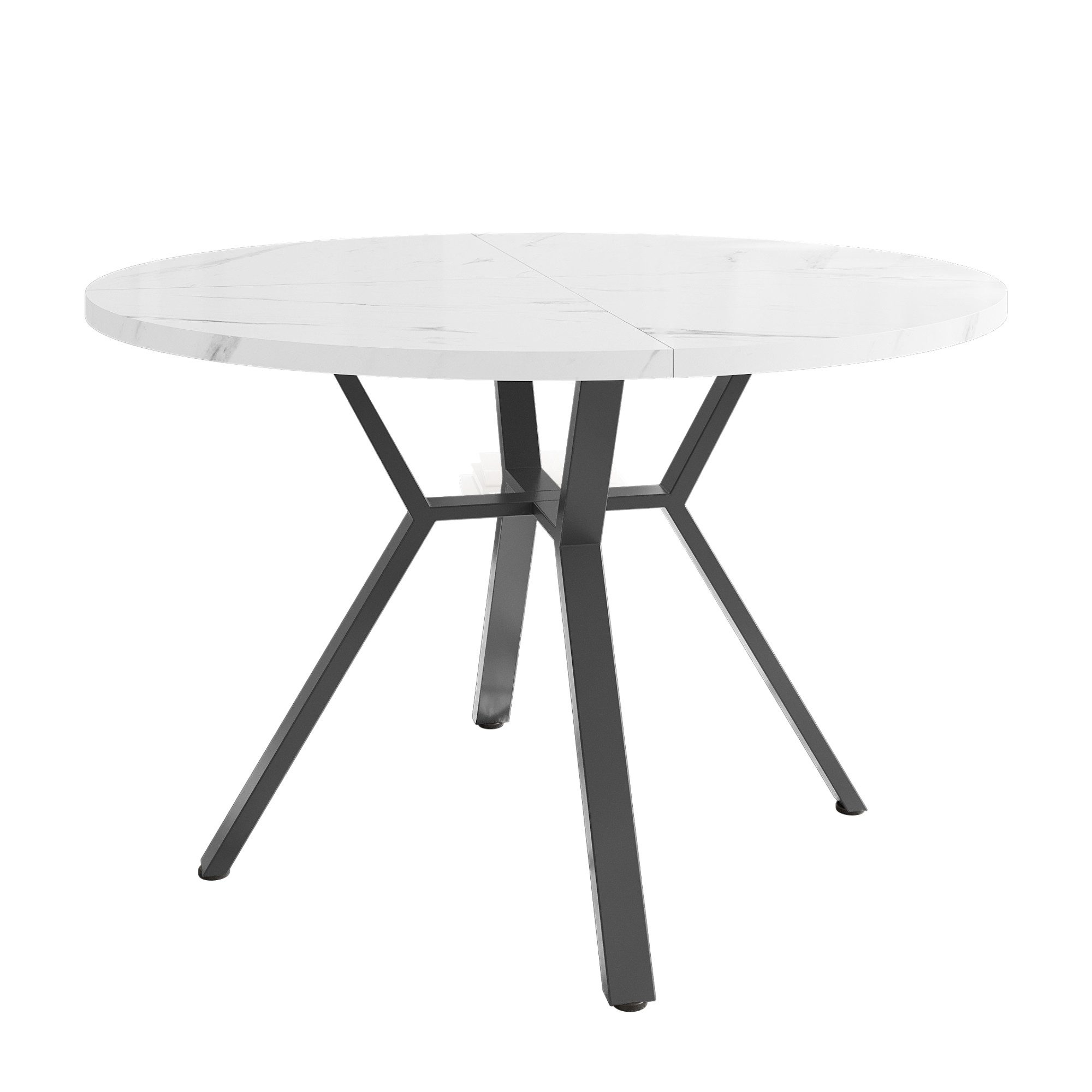 Flieks Esstisch runder Küchentisch (100x75 cm, 1-St., 1 Tisch), Schreibtisch mit weiße Marmoroptik und Stauraum Metallgestell – Bild 3 von 5