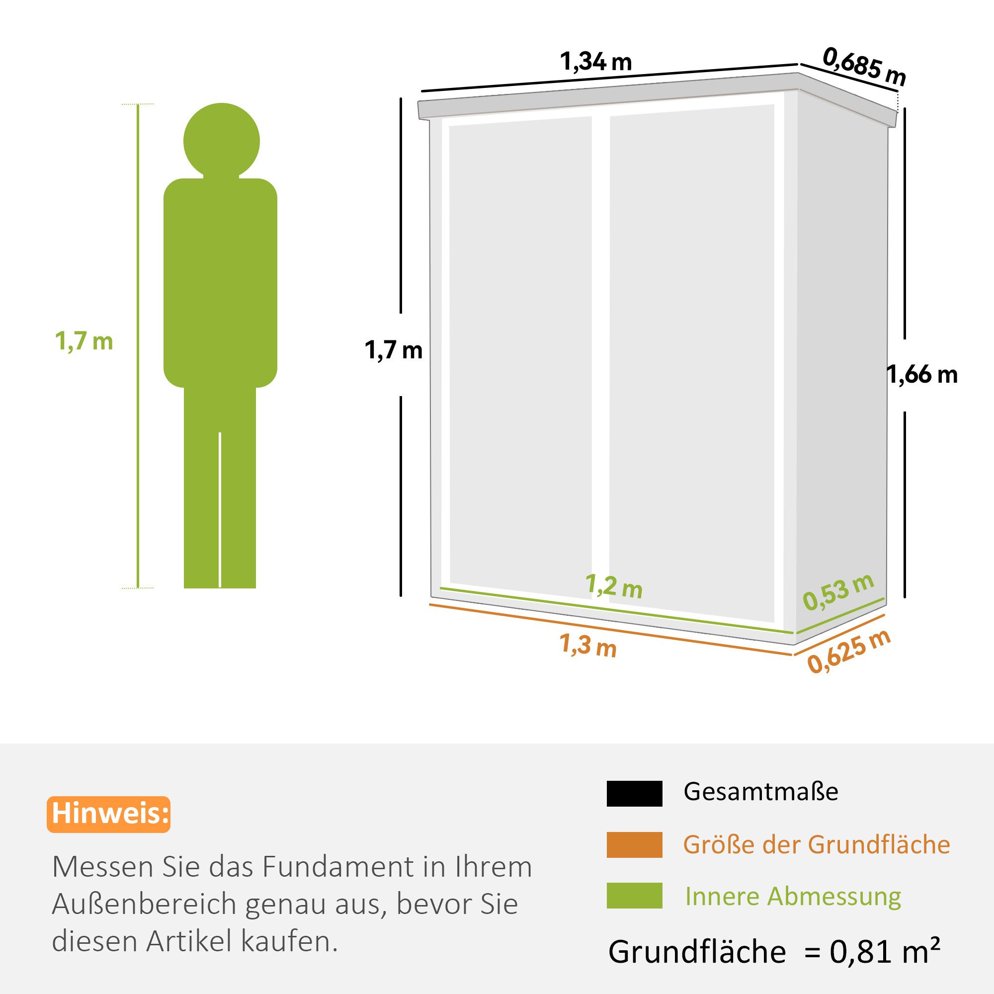 Outsunny Gerätehaus mit klappbar Regale, Abschließbar Doppeltür, Schloss, BxT: 134x68.5 cm, (Geräteschuppen, 1 St., Gartenschuppen), für Werkzeuge