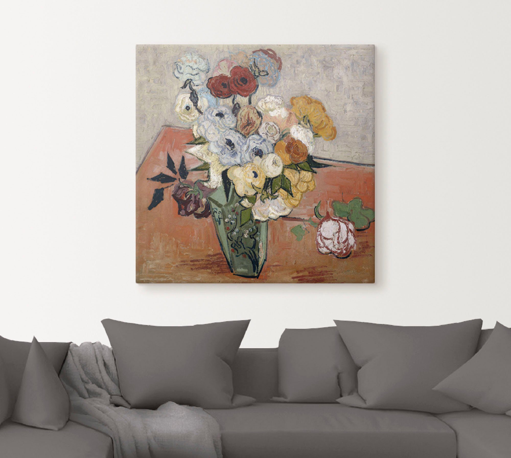 als Stilleben Leinwandbild, Blumen Artland oder St), japanischer Größen in Vase, mit Anemonen, Poster und (1 versch. Wandbild Wandaufkleber Rosen