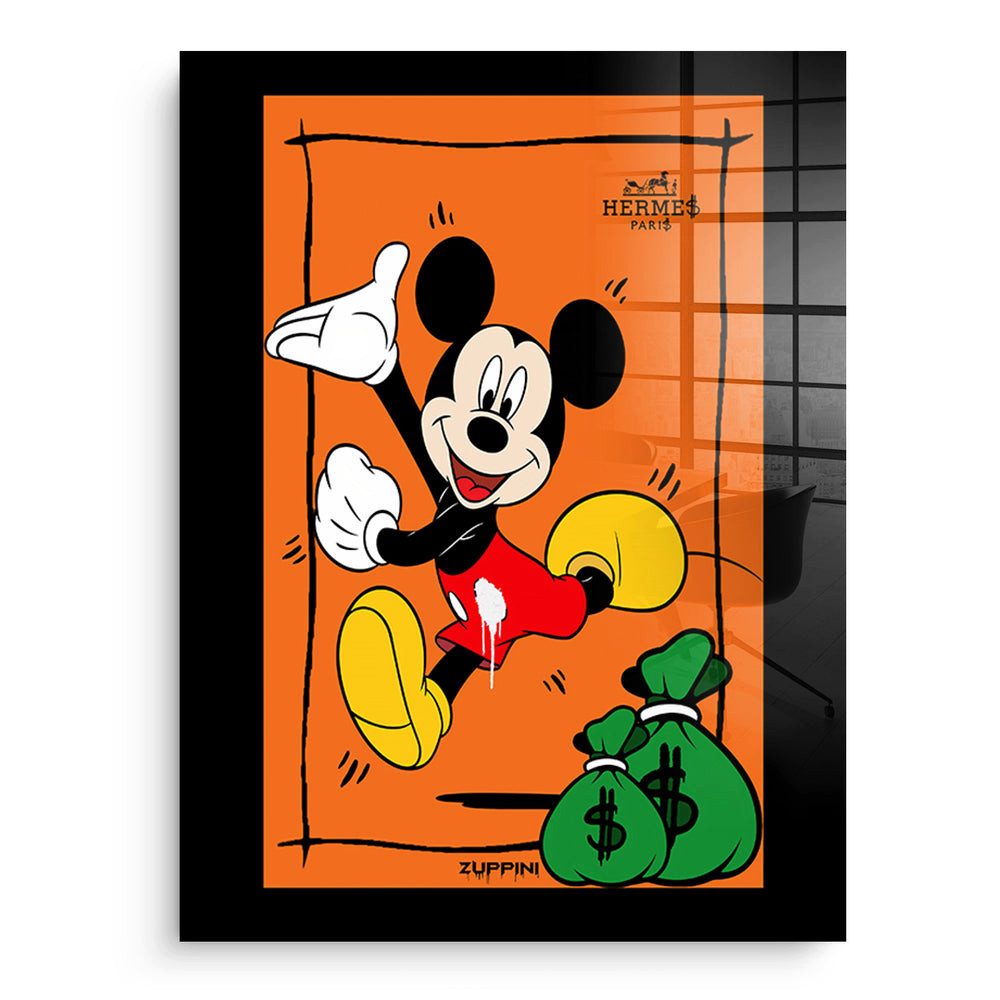 DOTCOMCANVAS® Acrylglasbild Rich Mickey - Acrylglas, Acrylglasbild Rich Mickey Mouse Comic Cartoon Pop Art orange Wandbild