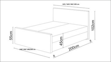 99rooms Boxspringbett Harmony (Schlafzimmerbett, Bett), 140/160/180/200 x 200 cm, mit Matratze und Topper, Bettkasten