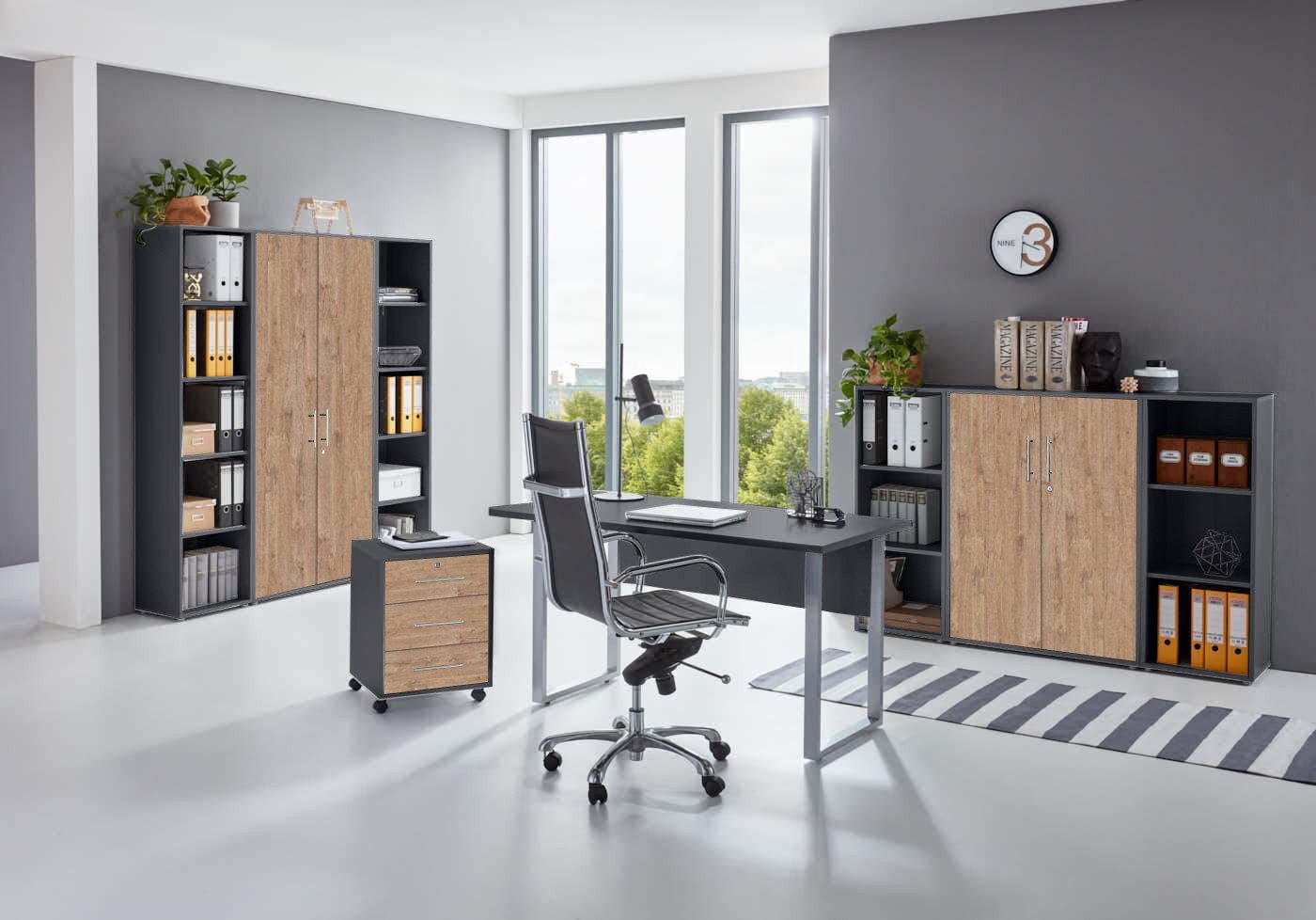 BMG Möbel Büromöbel-Set Office Edition Mini Set 5, (Spar-Set, 8 teilig), Büromöbelset inklusive Aktenschränke und Regale, Made in Germany