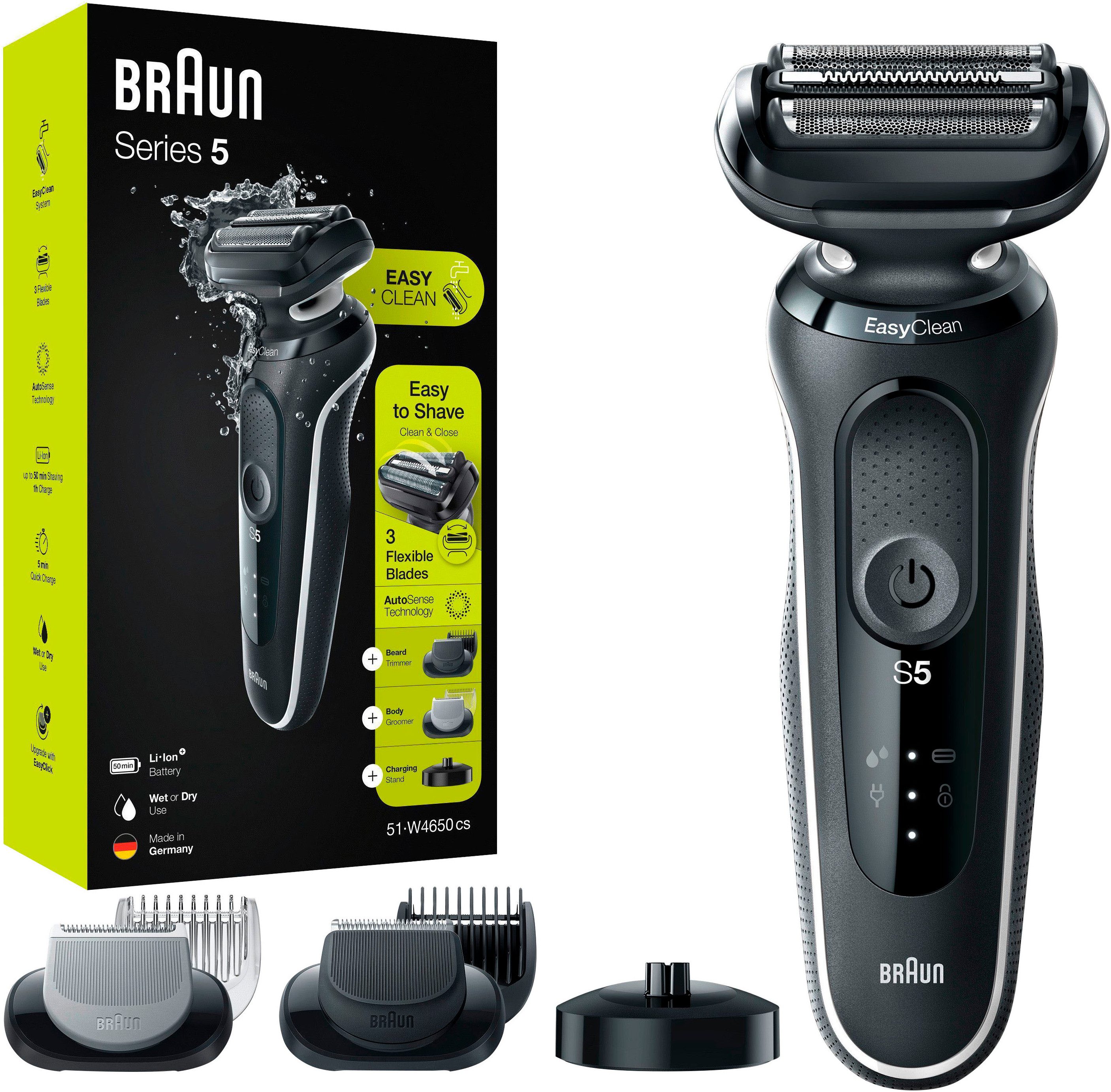 Braun Электробритва Series 5 51-W4650cs, Aufsätze: 3, EasyClean, Wet&Dry