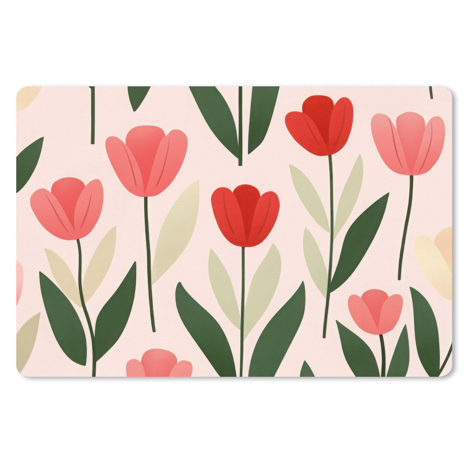 MuchoWow Mauspad Tulpen - Modern - Rosa (1-St), Mauspad XXL, Schreibtischunterlage groß, Gaming Setup, 90x60 cm