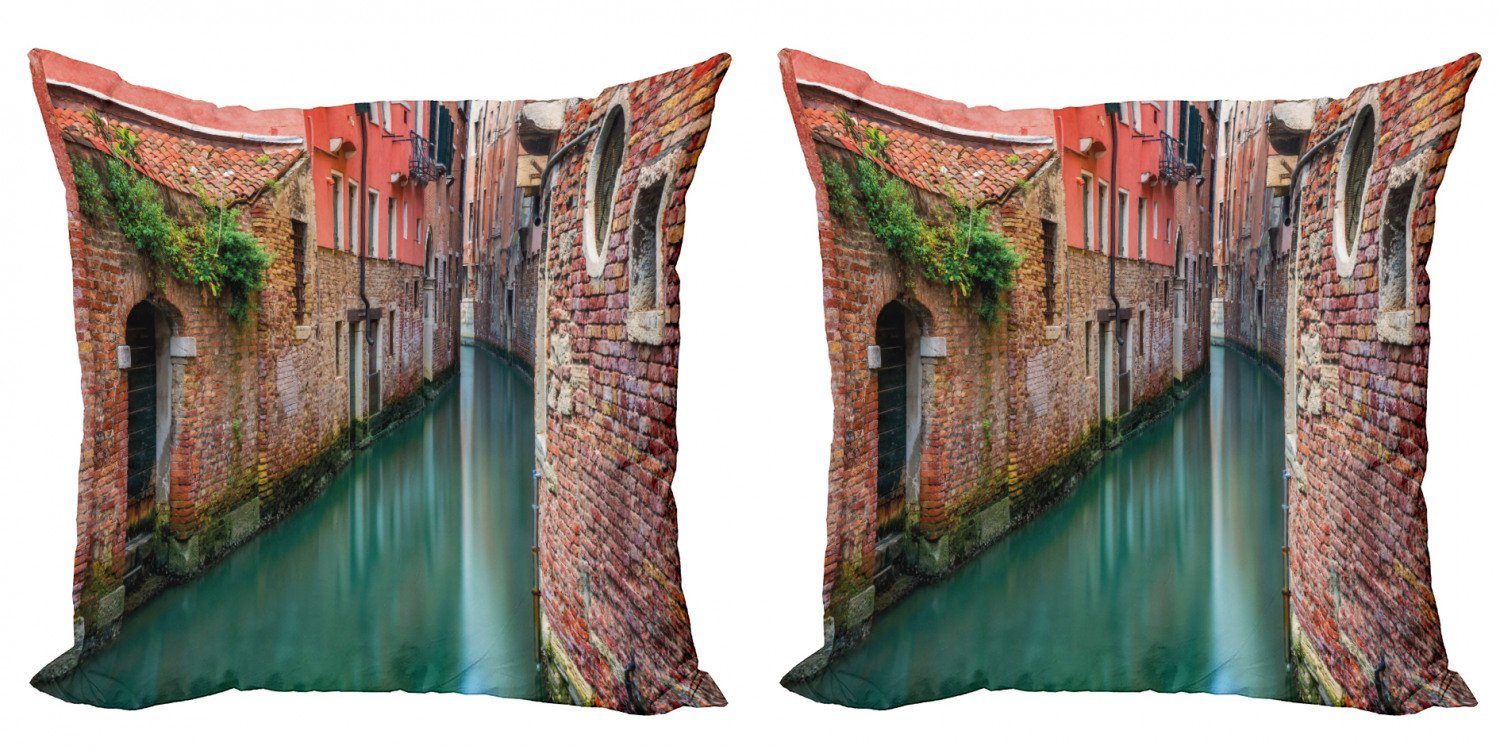 Kissenbezüge Modern Accent Doppelseitiger Digitaldruck, Abakuhaus (2 Stück), Venedig Scenic Canal Gebäude