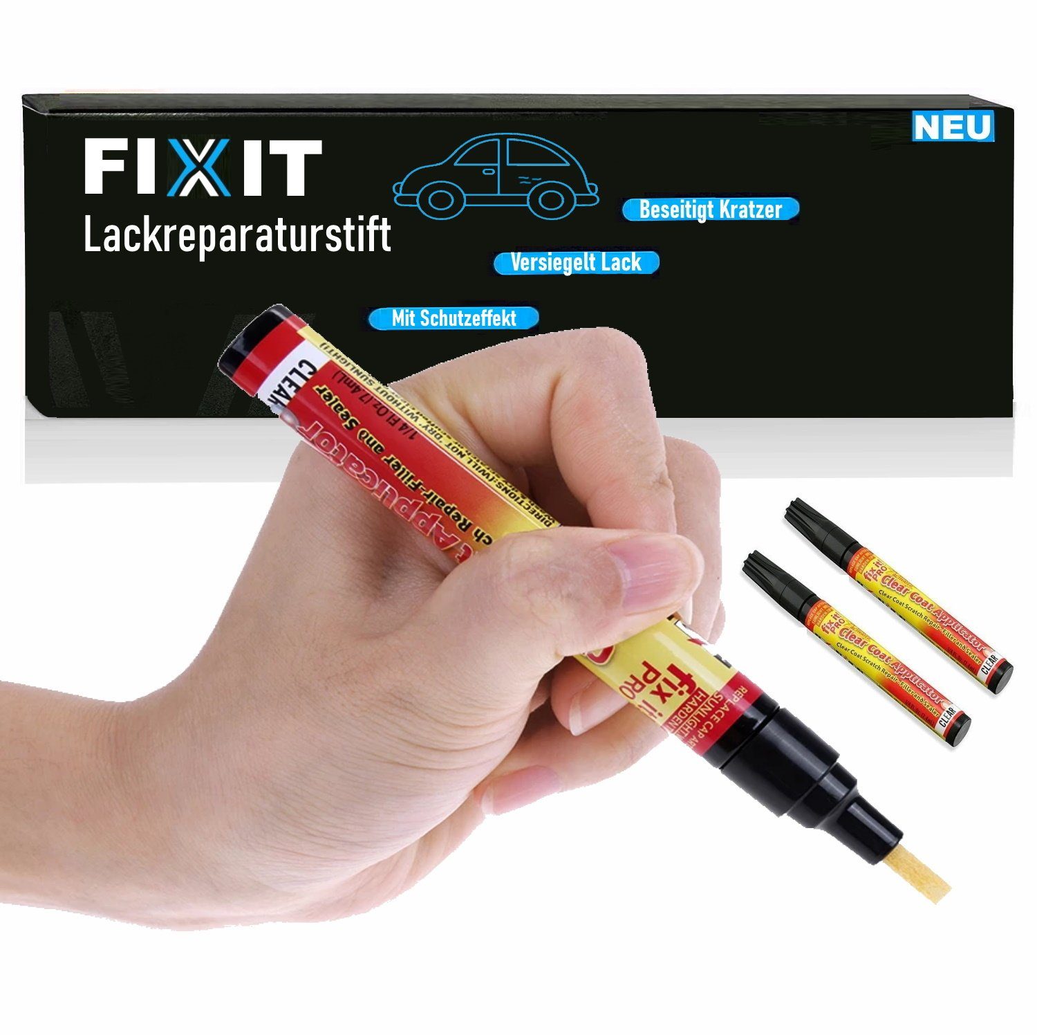 MAVURA Lackroller VANKY FIXIT Lackreparaturstift Lackstift Universal  Reparatur, Lack Kratzer Entferner Stift [2x]