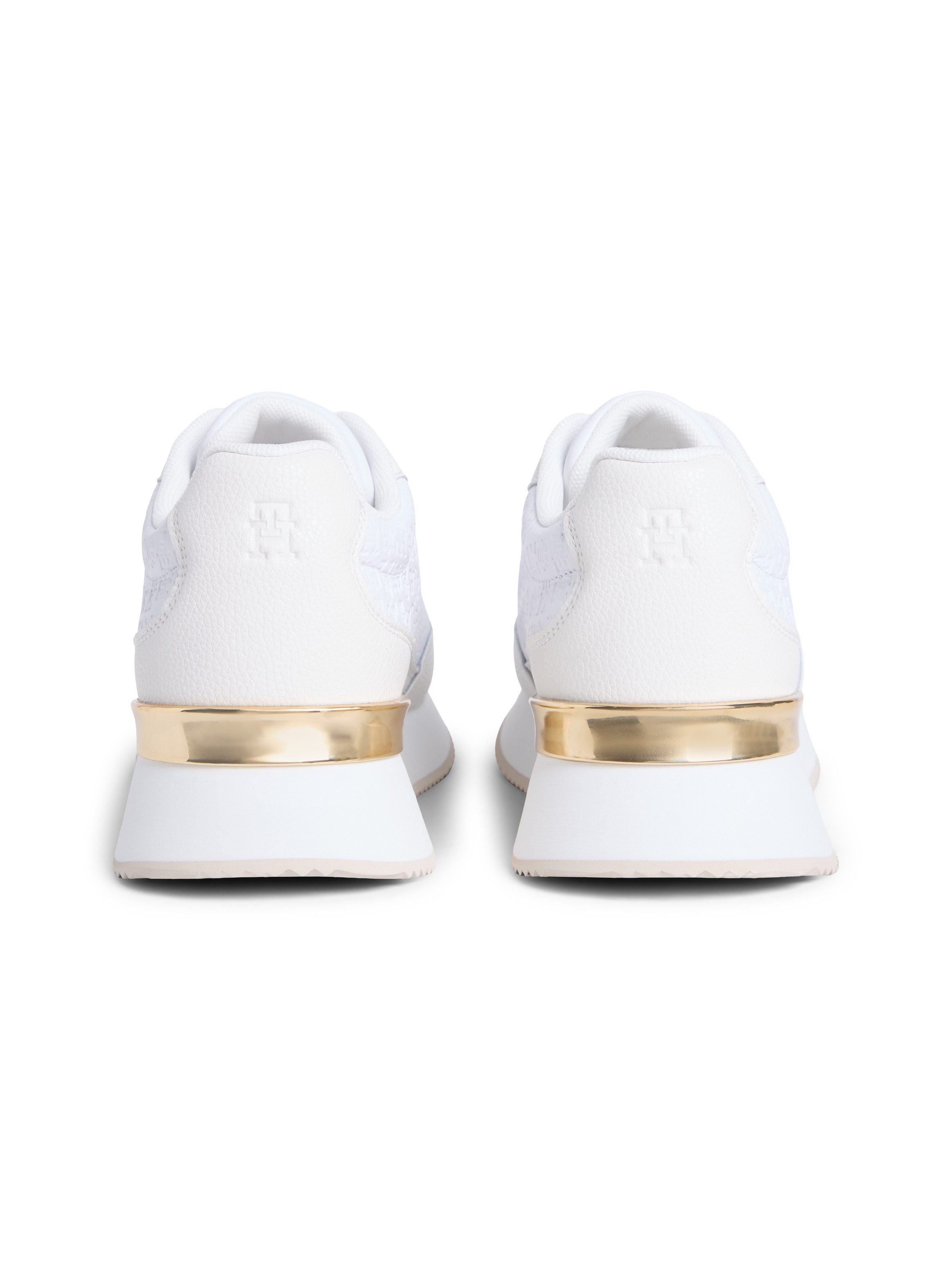 Tommy Hilfiger TH CHIC MONOGRAM RUNNER Keilsneaker Freizeitschuh, Halbschuh, Schnürschuh mit goldfarbenem Besatz